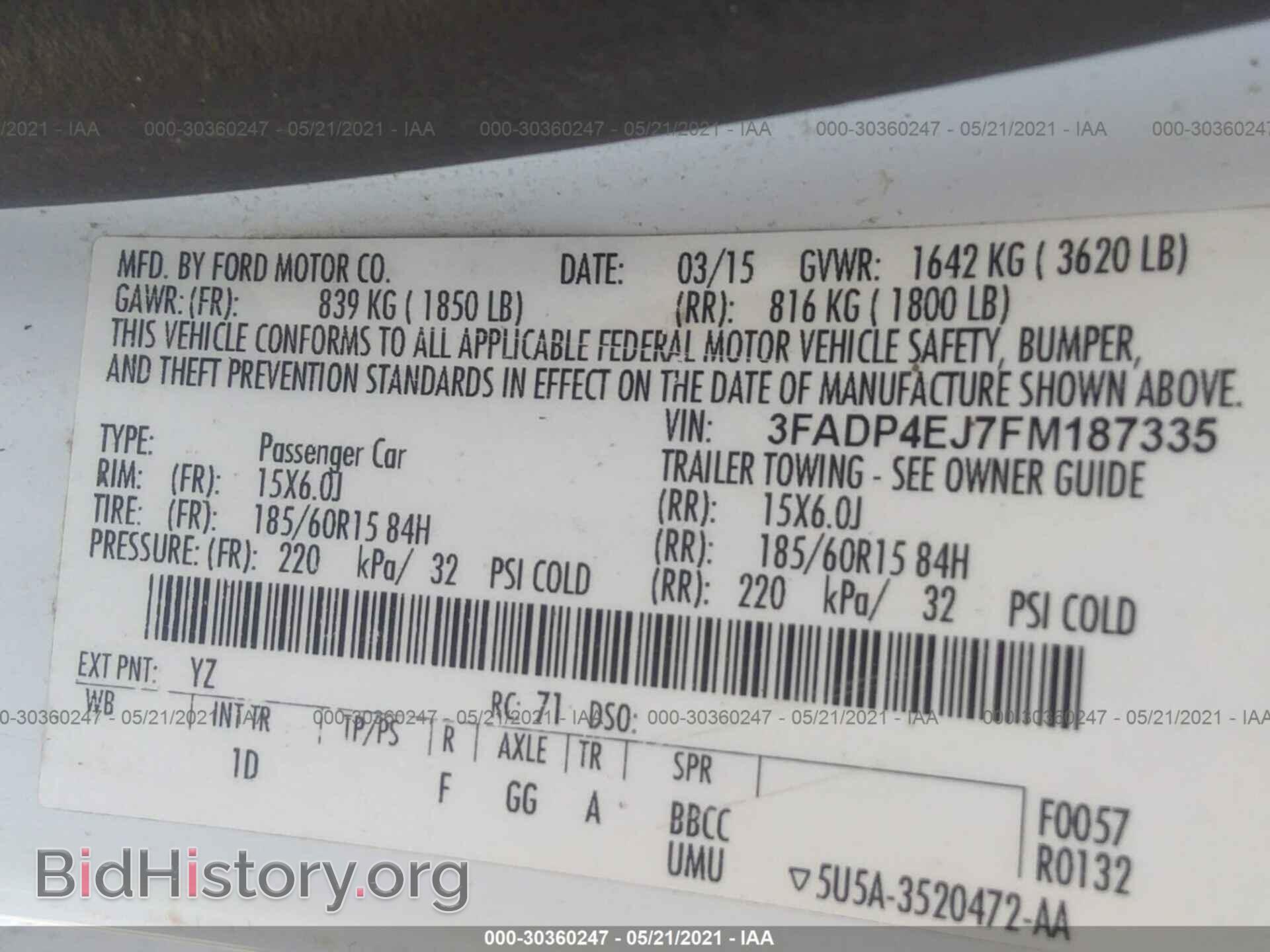 2015 FORD FIESTA - VIN: 3FADP4EJ7FM187335 - Фото 9