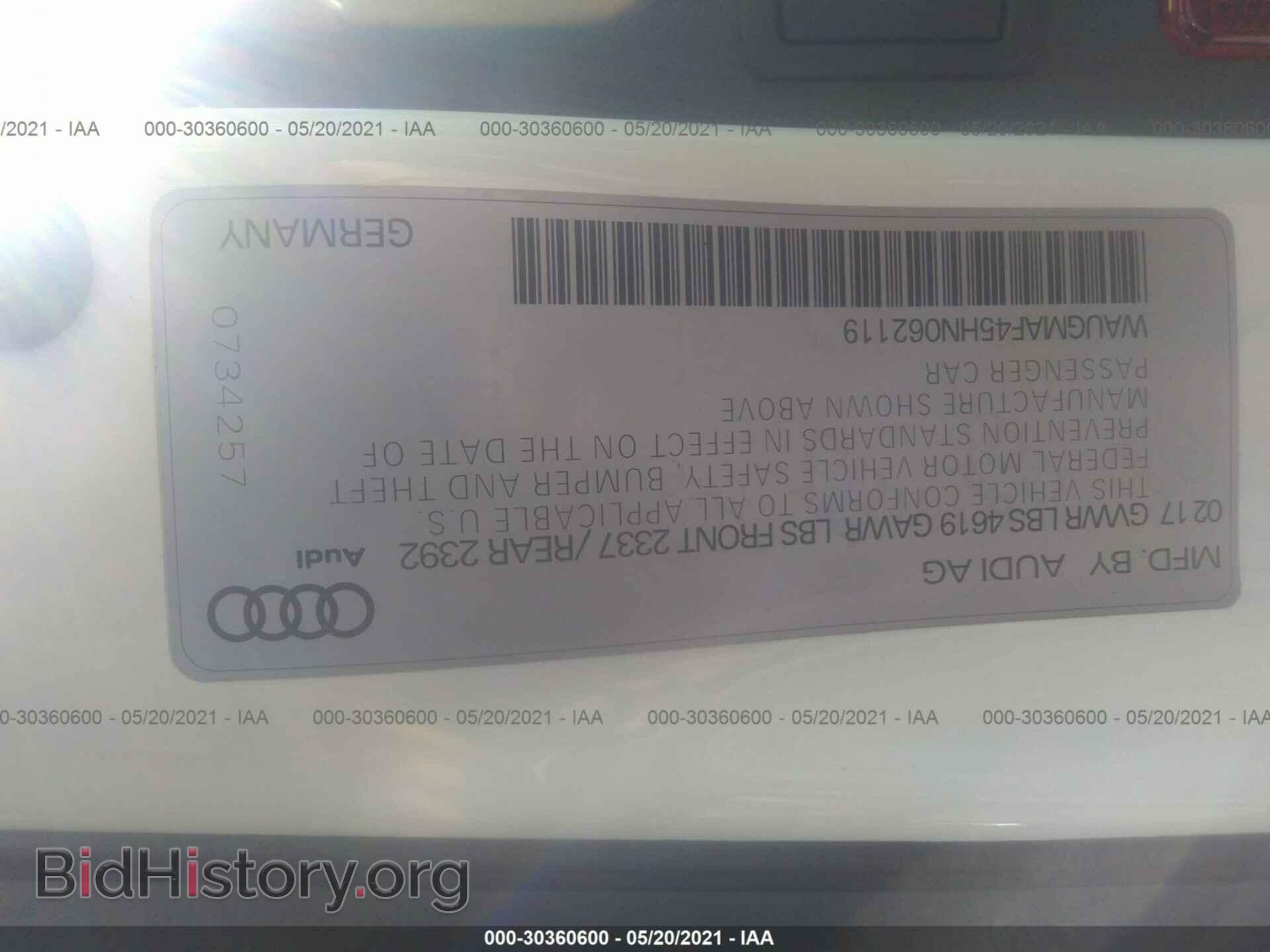 2017 AUDI A4 - VIN: WAUGMAF45HN062119 - Фото 9