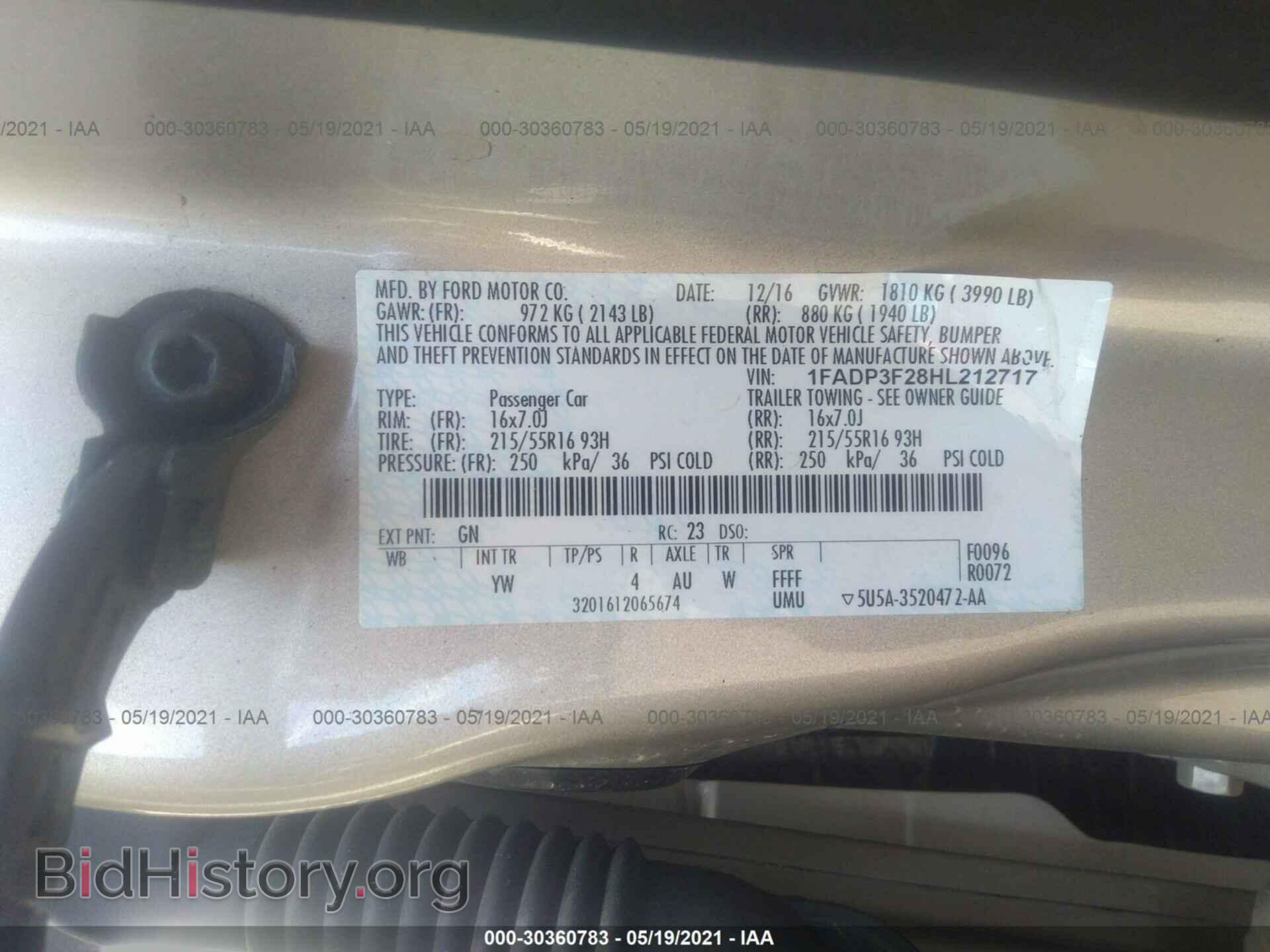 2017 FORD FOCUS - VIN: 1FADP3F28HL212717 - Фото 9