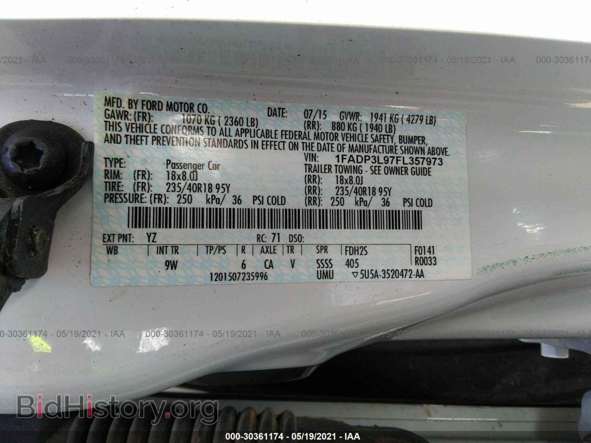 2015 FORD FOCUS - VIN: 1FADP3L97FL357973 - Фото 9
