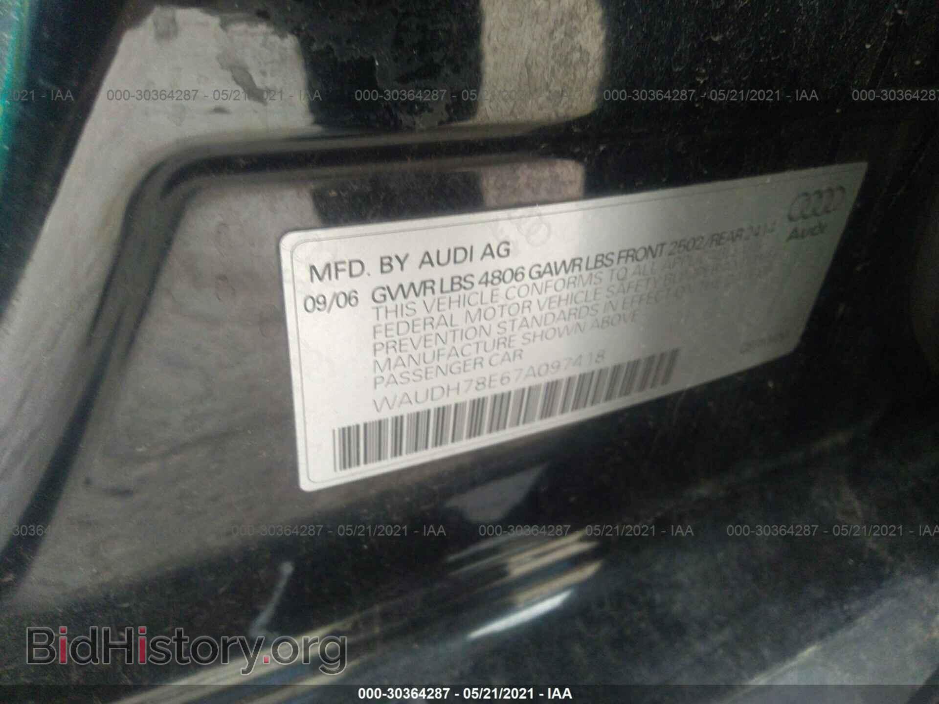 2007 AUDI A4 - VIN: WAUDH78E67A097418 - Photo 9