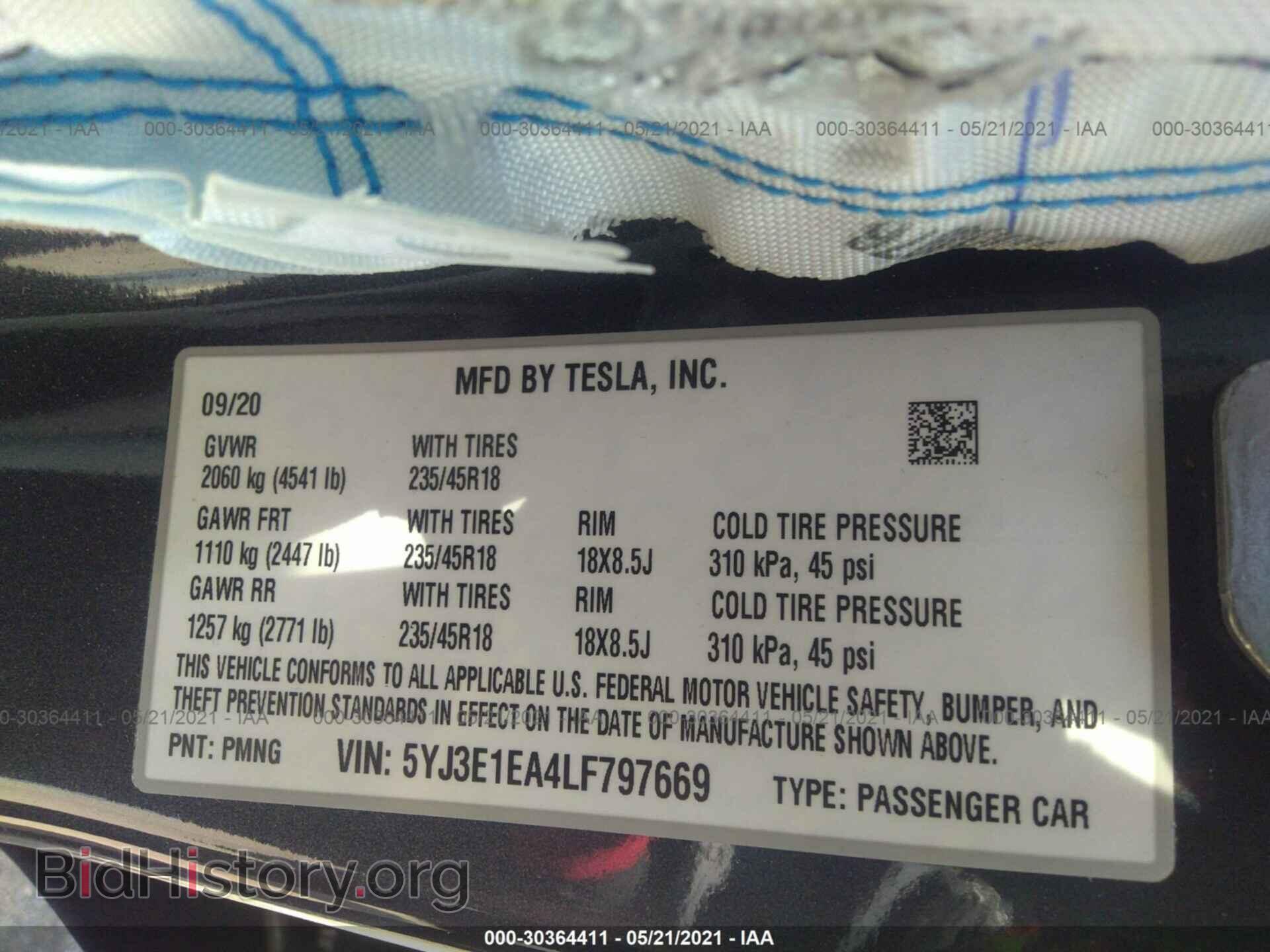 2020 TESLA MODEL 3 - VIN: 5YJ3E1EA4LF797669 - Photo 9