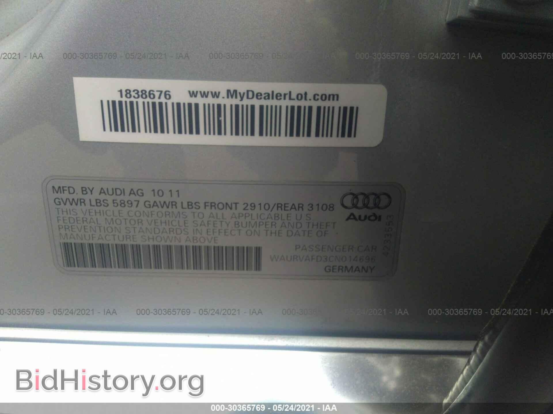2012 AUDI A8 L - VIN: WAURVAFD3CN014696 - Фото 9