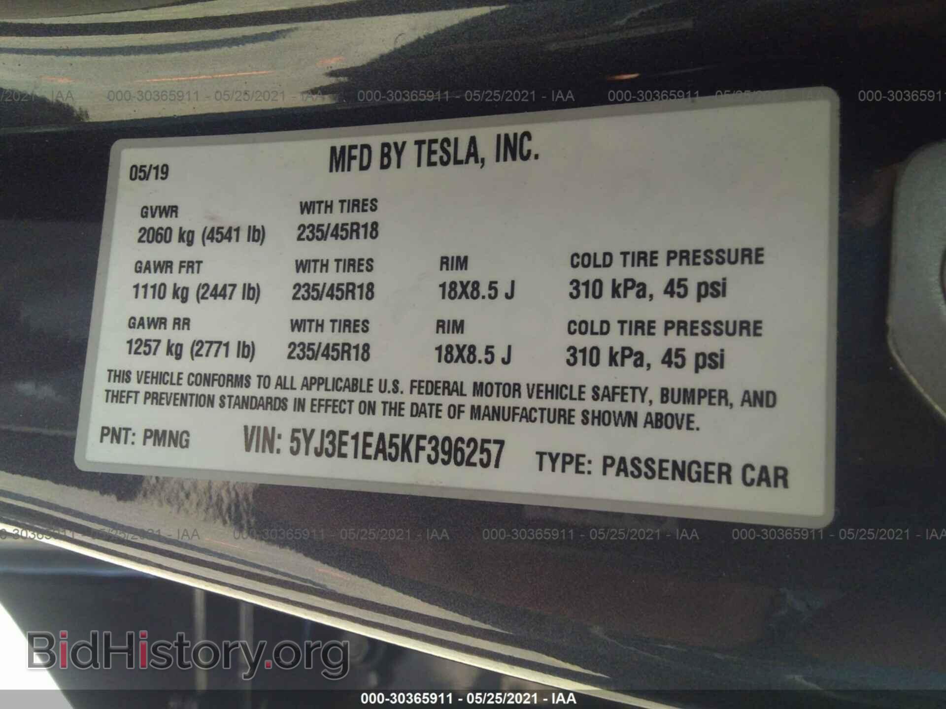 2019 TESLA MODEL 3 - VIN: 5YJ3E1EA5KF396257 - Photo 9