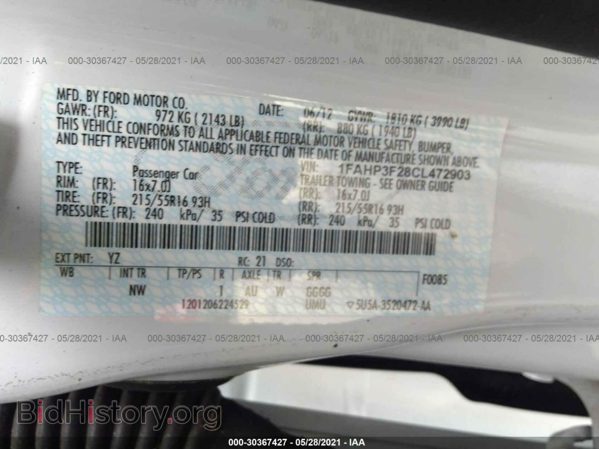 2012 FORD FOCUS - VIN: 1FAHP3F28CL472903 - Фото 9