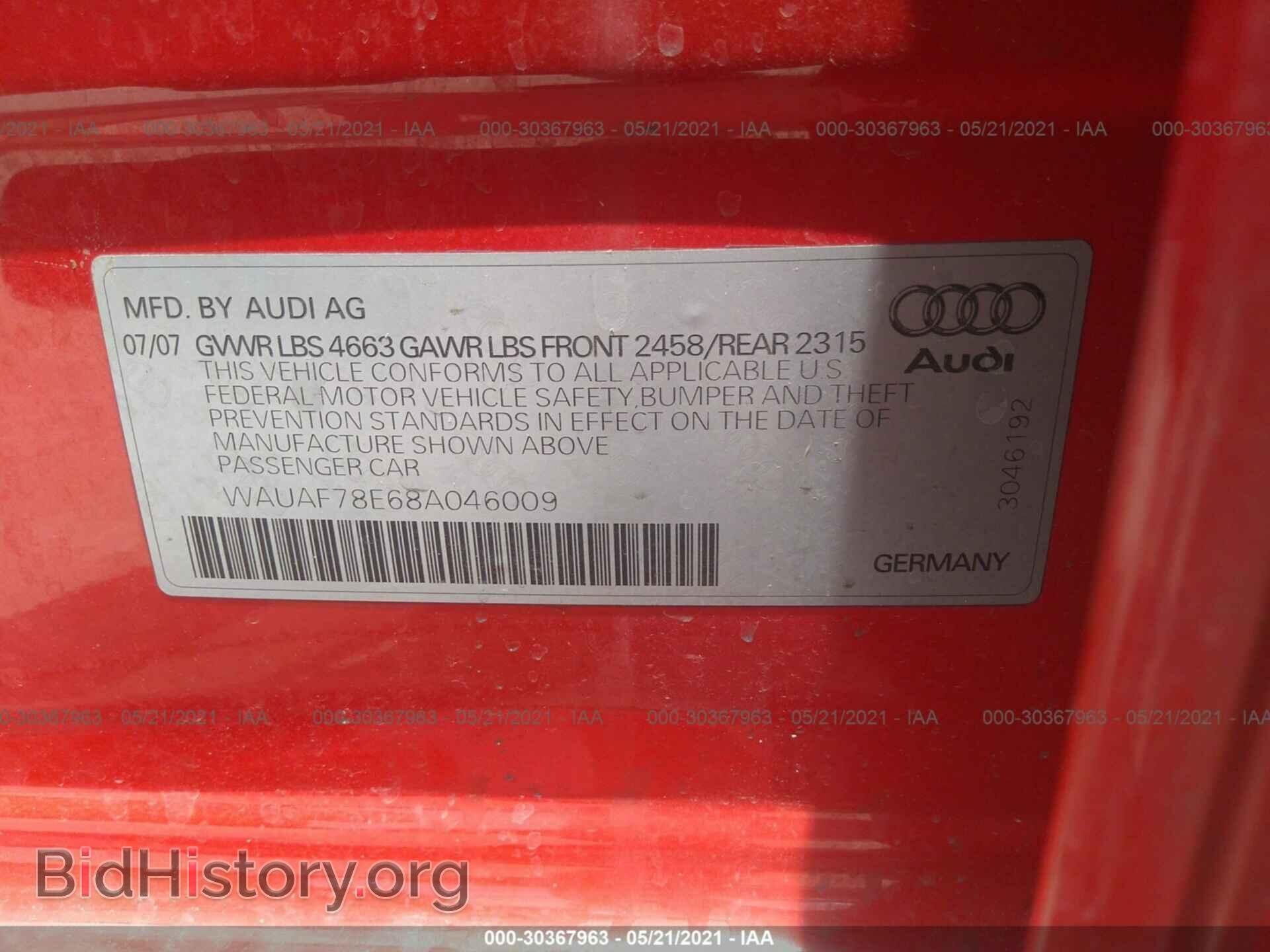 2008 AUDI A4 - VIN: WAUAF78E68A046009 - Фото 9