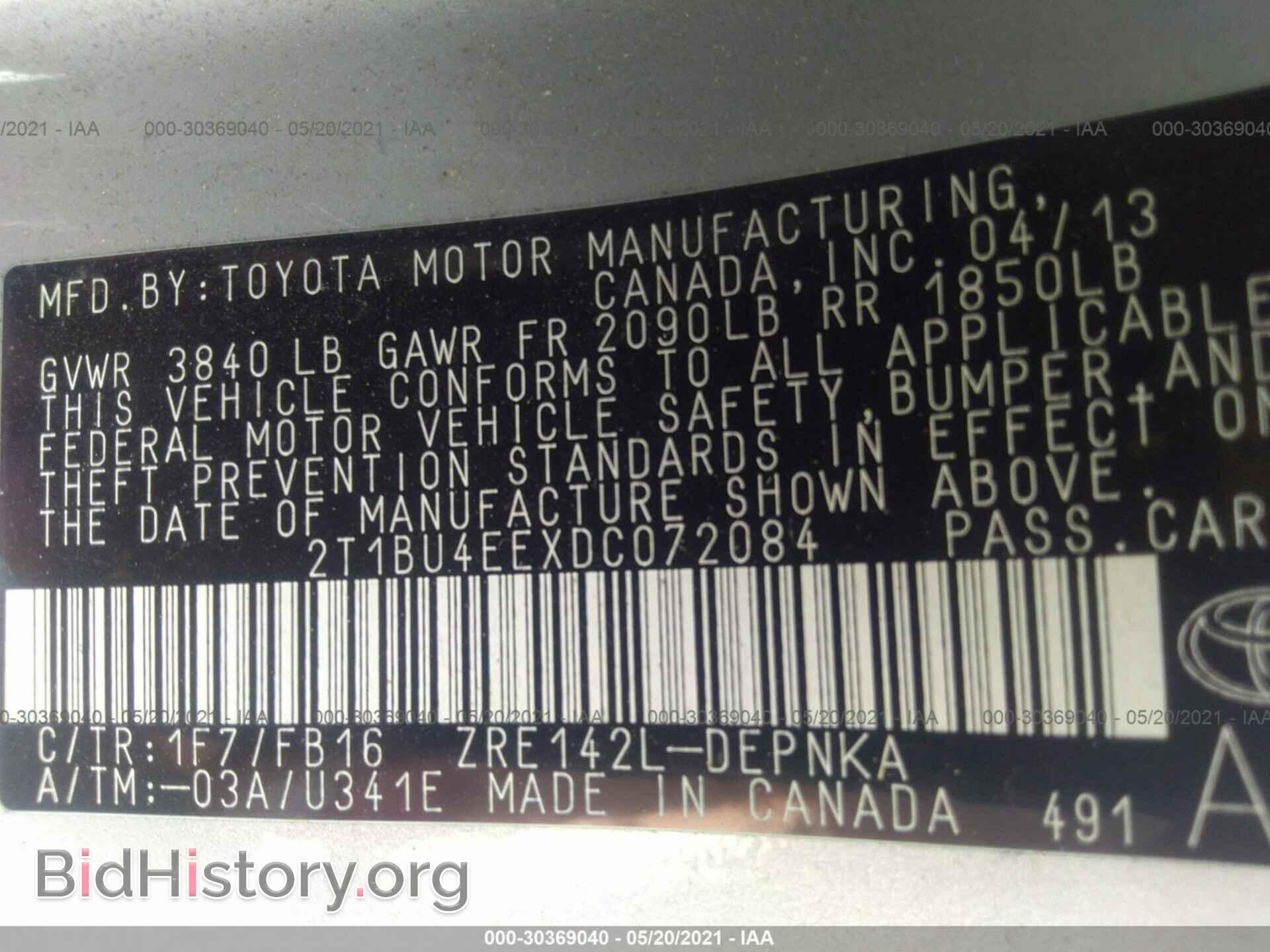 2013 TOYOTA COROLLA - VIN: 2T1BU4EEXDC072084 - Photo 9