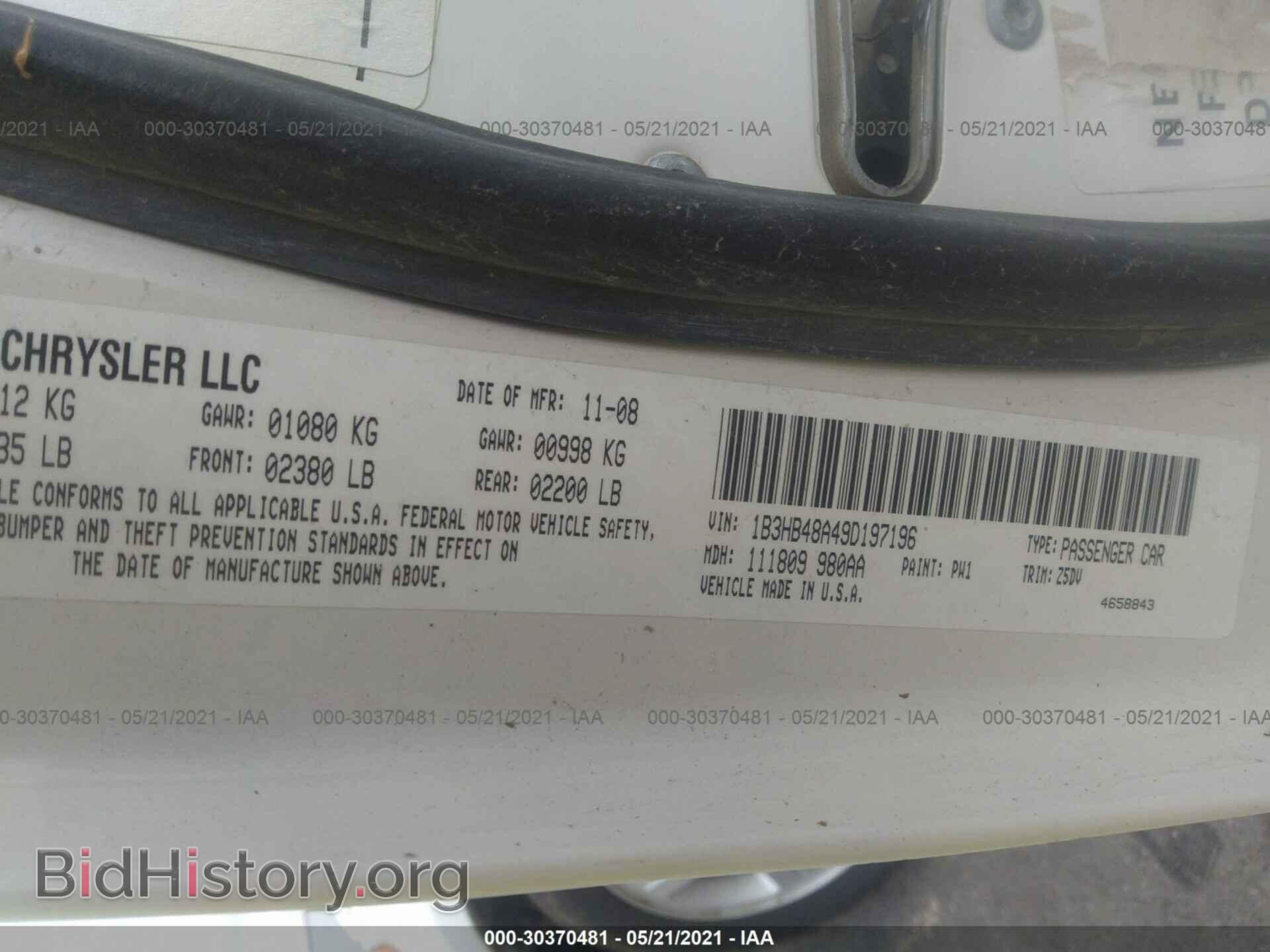 2009 DODGE CALIBER - VIN: 1B3HB48A49D197196 - Photo 9