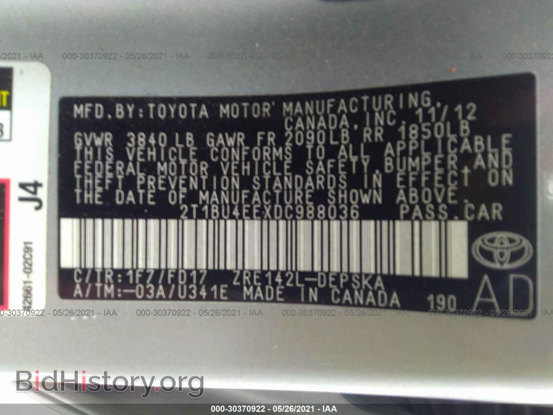 2013 TOYOTA COROLLA - VIN: 2T1BU4EEXDC988036 - Photo 9