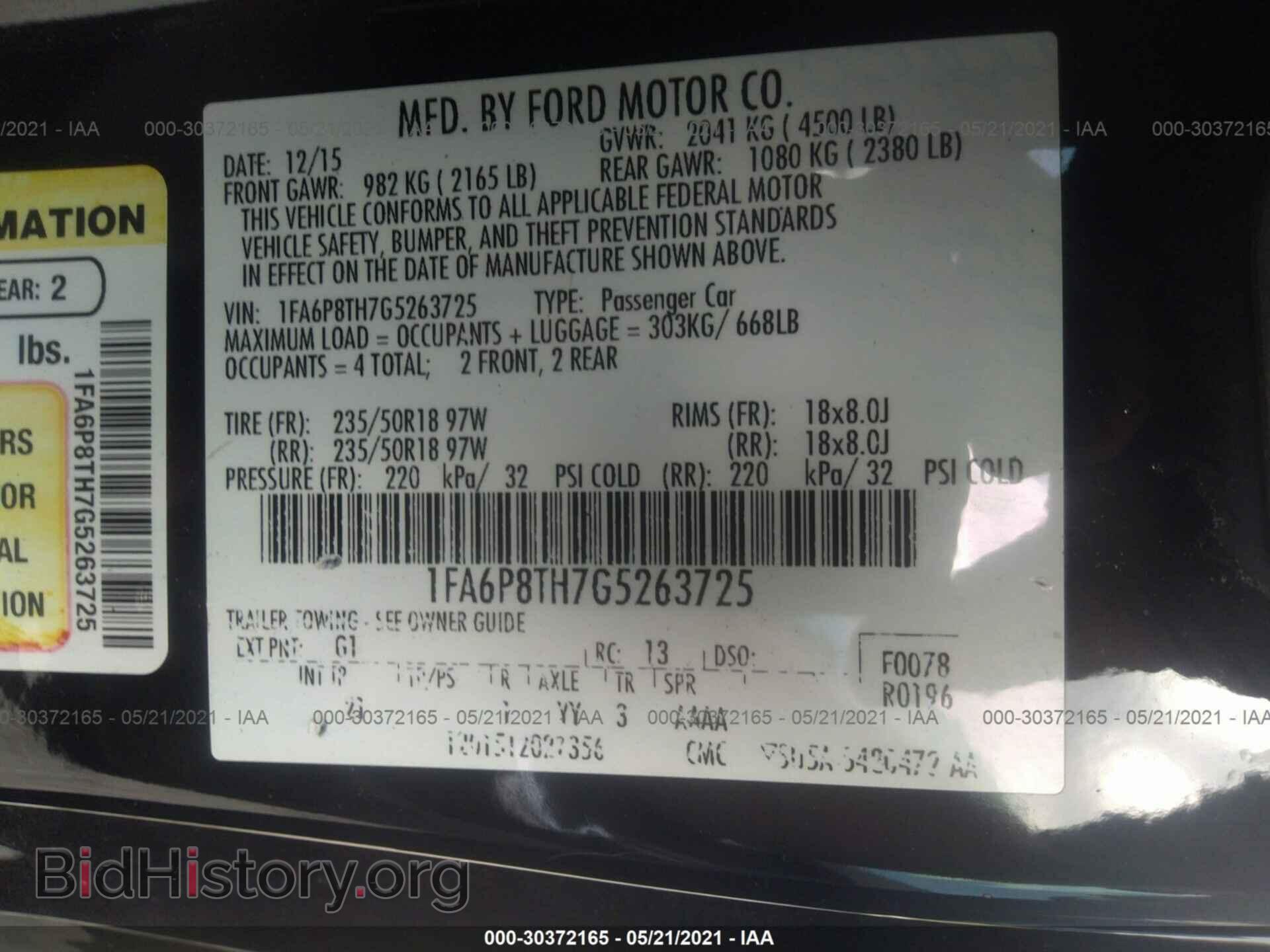 2016 FORD MUSTANG - VIN: 1FA6P8TH7G5263725 - Фото 9