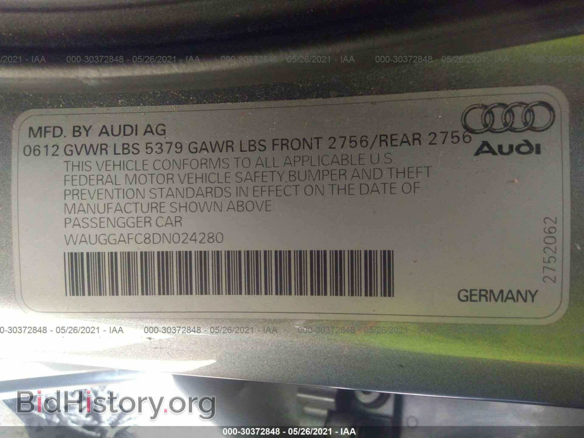 2013 AUDI A6 - VIN: WAUGGAFC8DN024280 - Фото 9