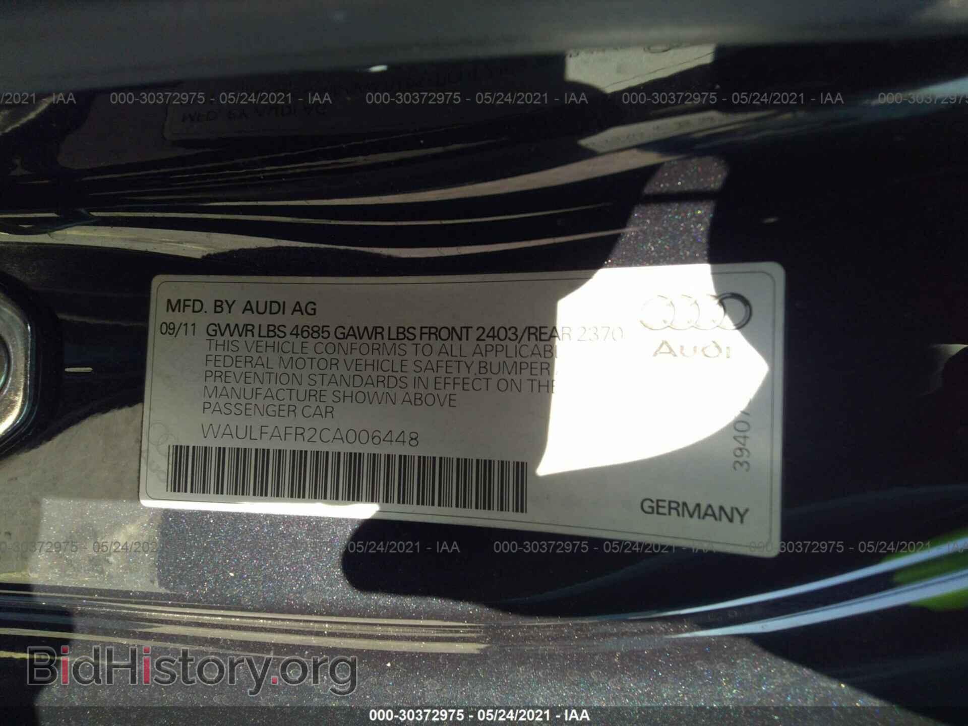 2012 AUDI A5 - VIN: WAULFAFR2CA006448 - Фото 9
