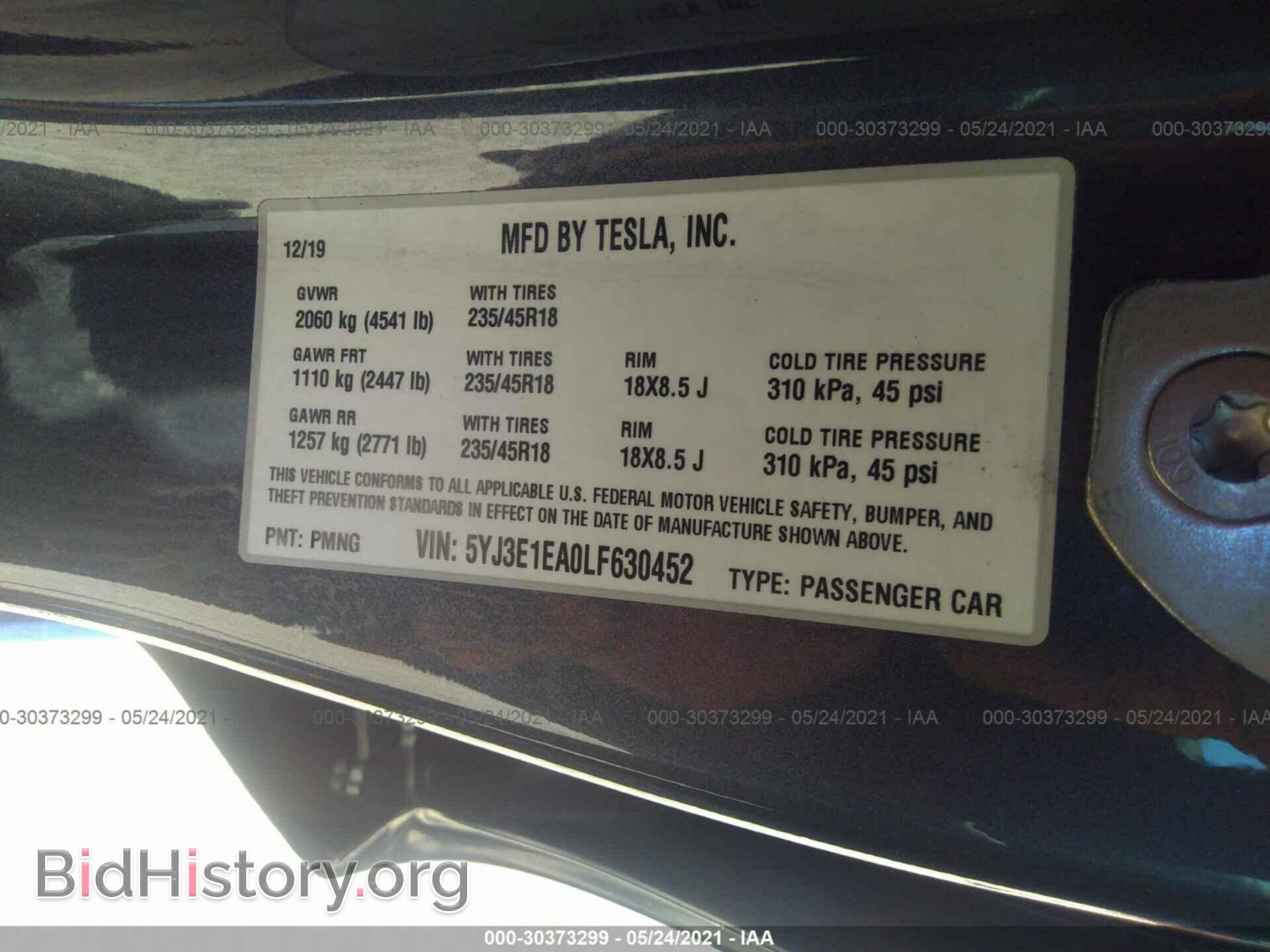 2020 TESLA MODEL 3 - VIN: 5YJ3E1EA0LF630452 - Фото 9