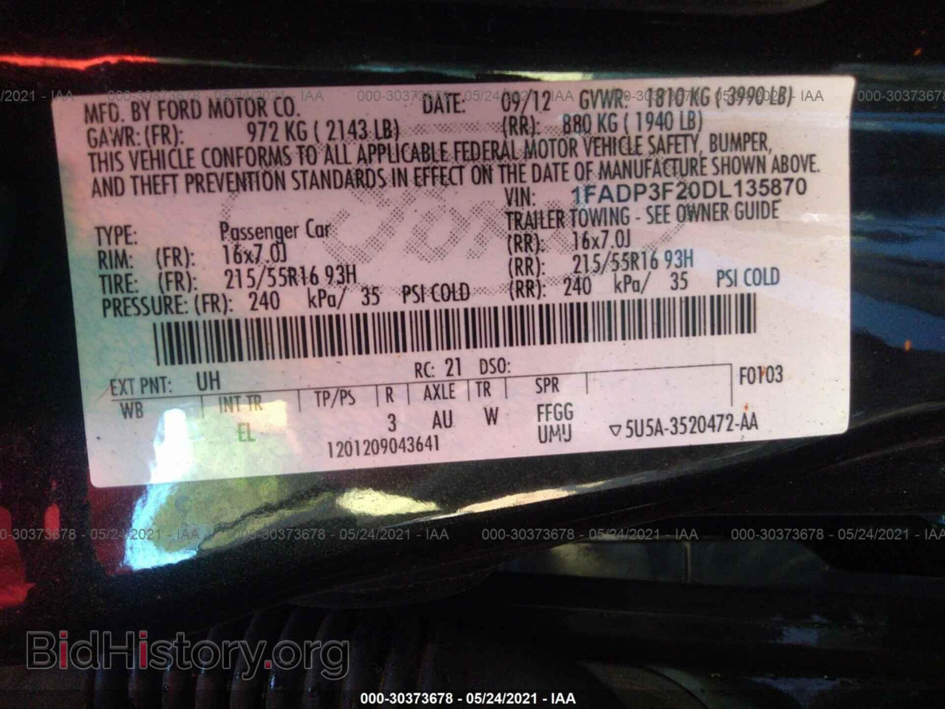 2013 FORD FOCUS - VIN: 1FADP3F20DL135870 - Фото 9