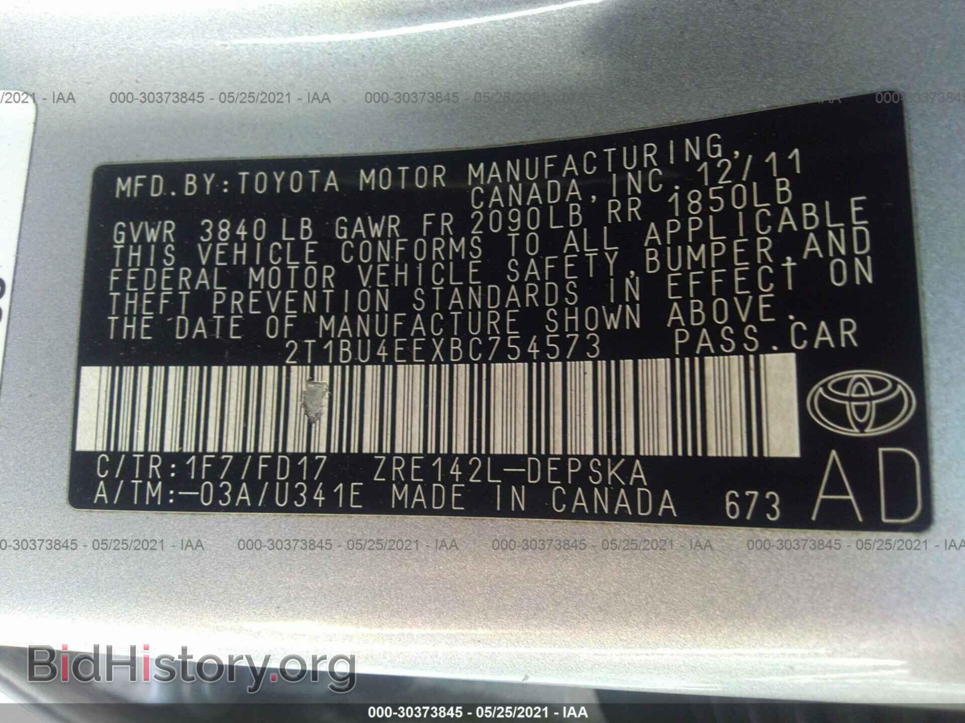 2011 TOYOTA COROLLA - VIN: 2T1BU4EEXBC754573 - Фото 9