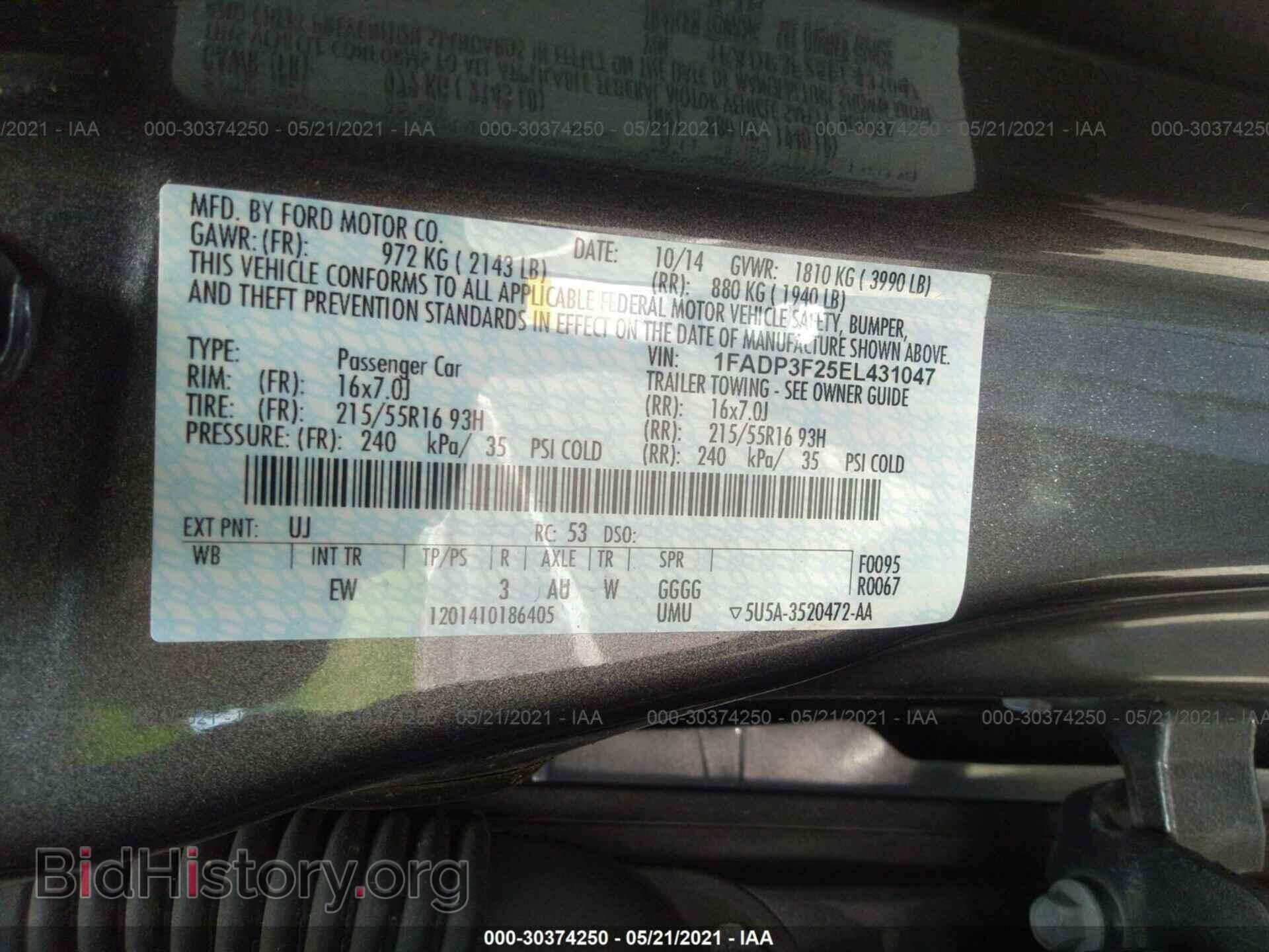 2014 FORD FOCUS - VIN: 1FADP3F25EL431047 - Фото 9