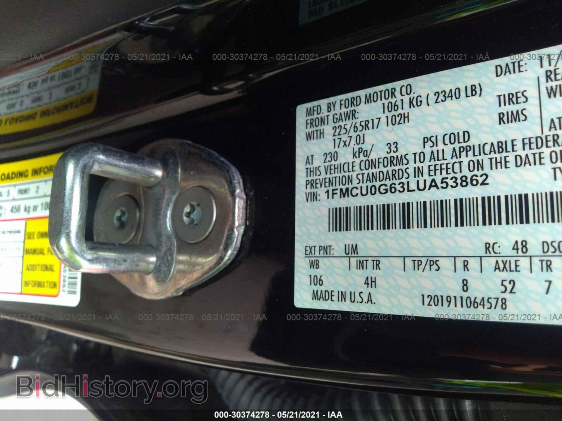 2020 FORD ESCAPE - VIN: 1FMCU0G63LUA53862 - Фото 9