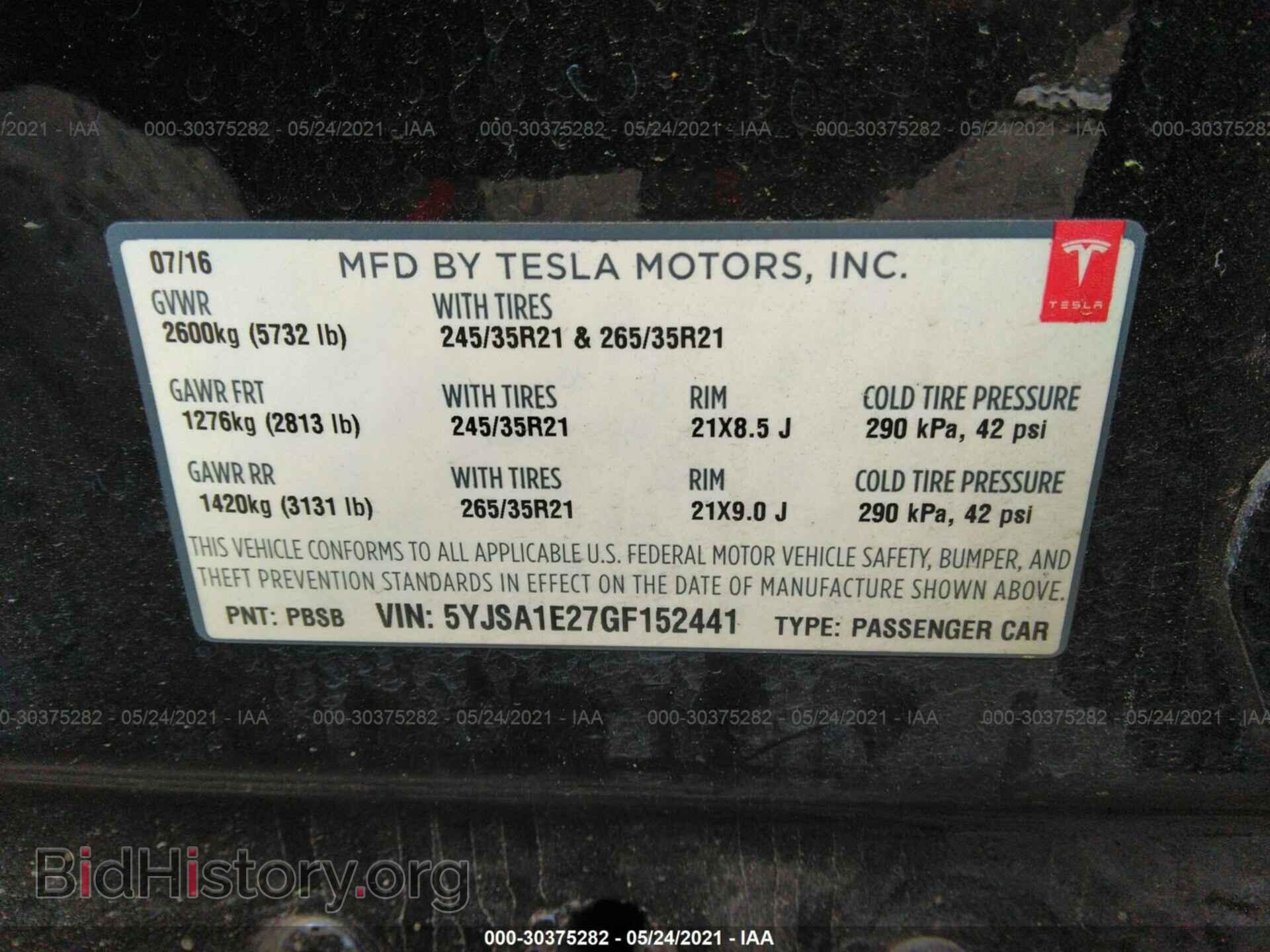 2016 TESLA MODEL S - VIN: 5YJSA1E27GF152441 - Photo 9