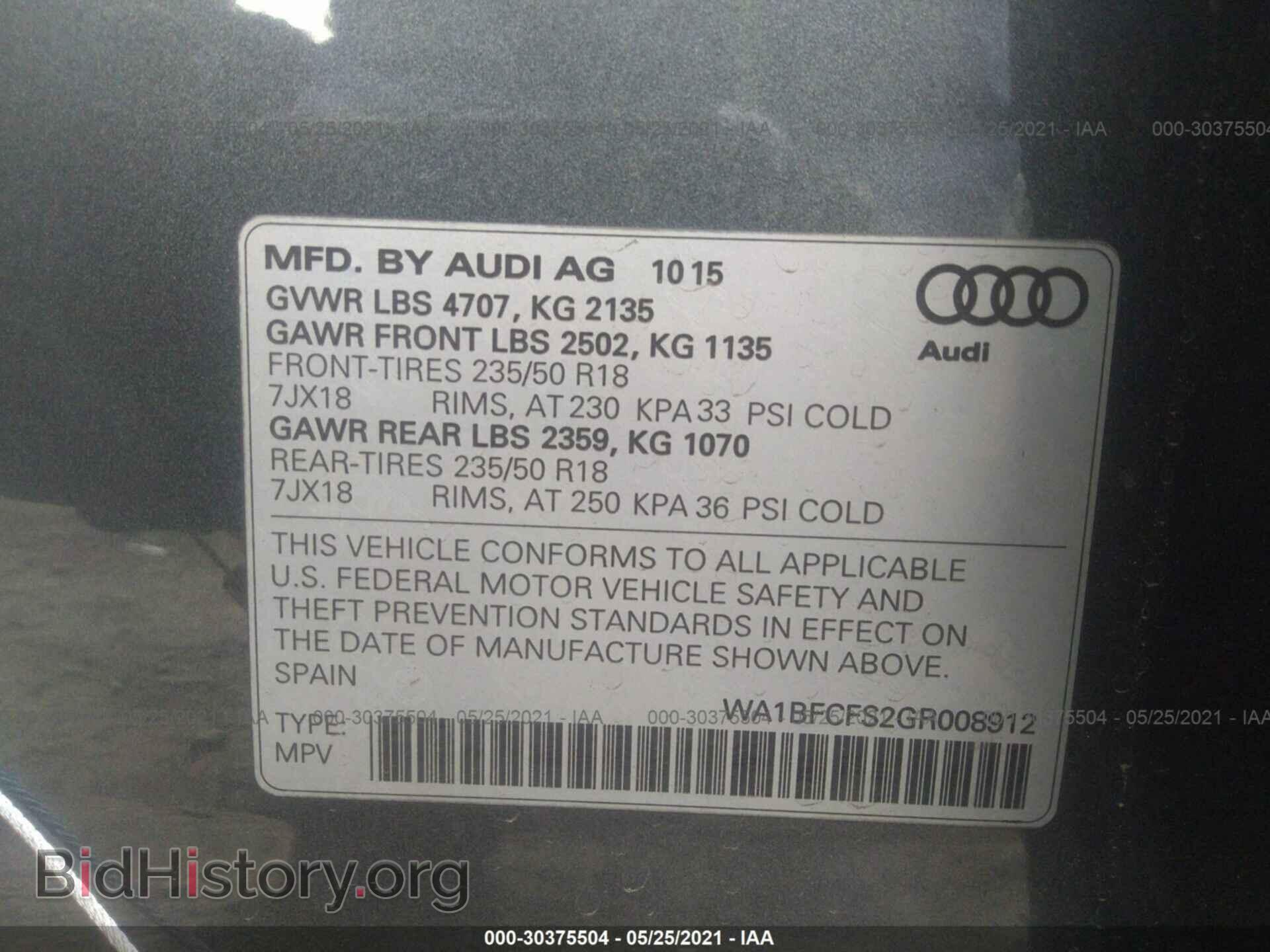 2016 AUDI Q3 - VIN: WA1BFCFS2GR008912 - Photo 9