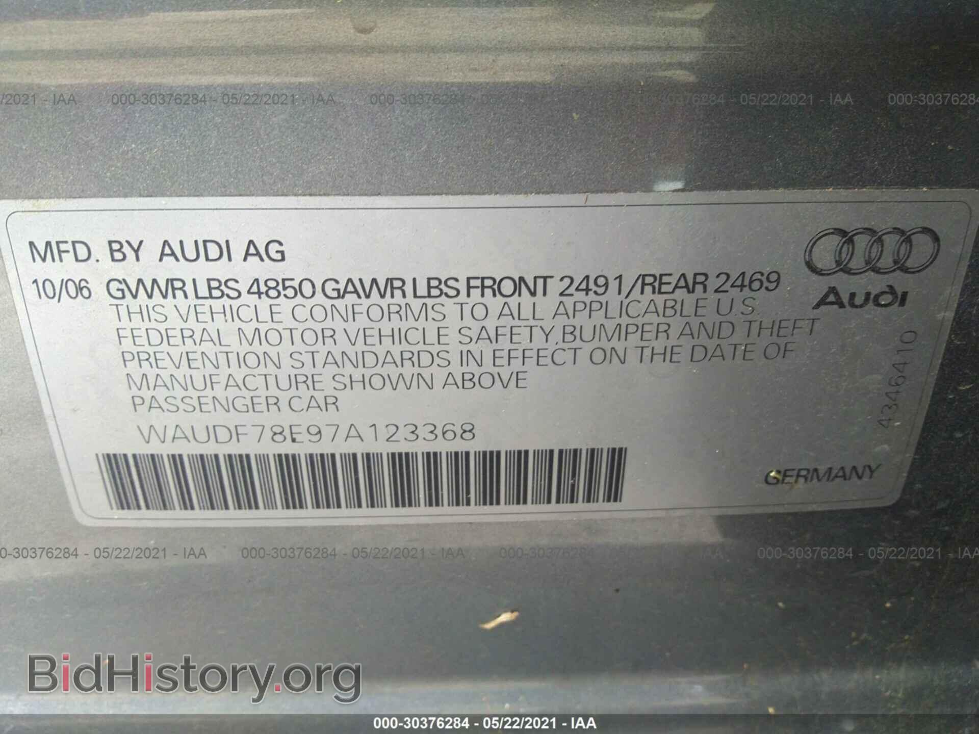 2007 AUDI A4 - VIN: WAUDF78E97A123368 - Фото 9