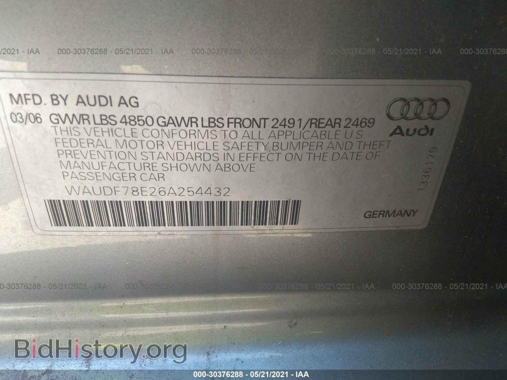 2006 AUDI A4 - VIN: WAUDF78E26A254432 - Фото 9