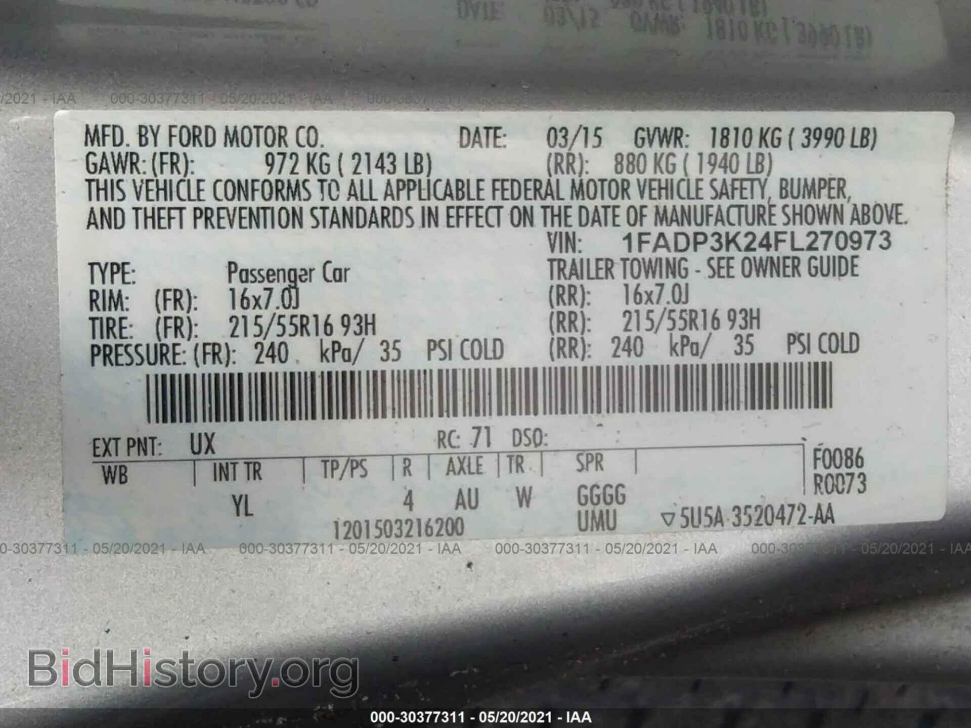 2015 FORD FOCUS - VIN: 1FADP3K24FL270973 - Photo 9