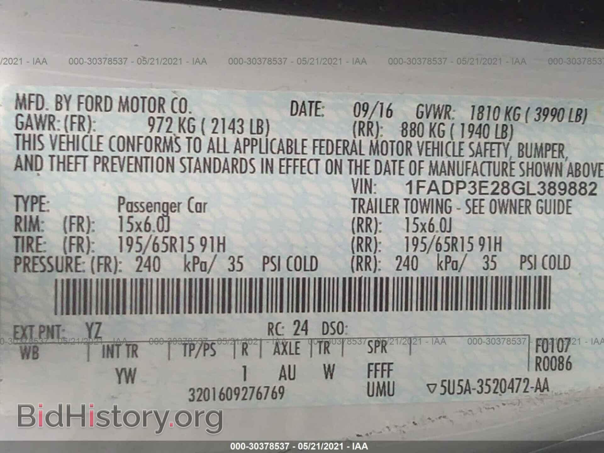 2016 FORD FOCUS - VIN: 1FADP3E28GL389882 - Photo 9