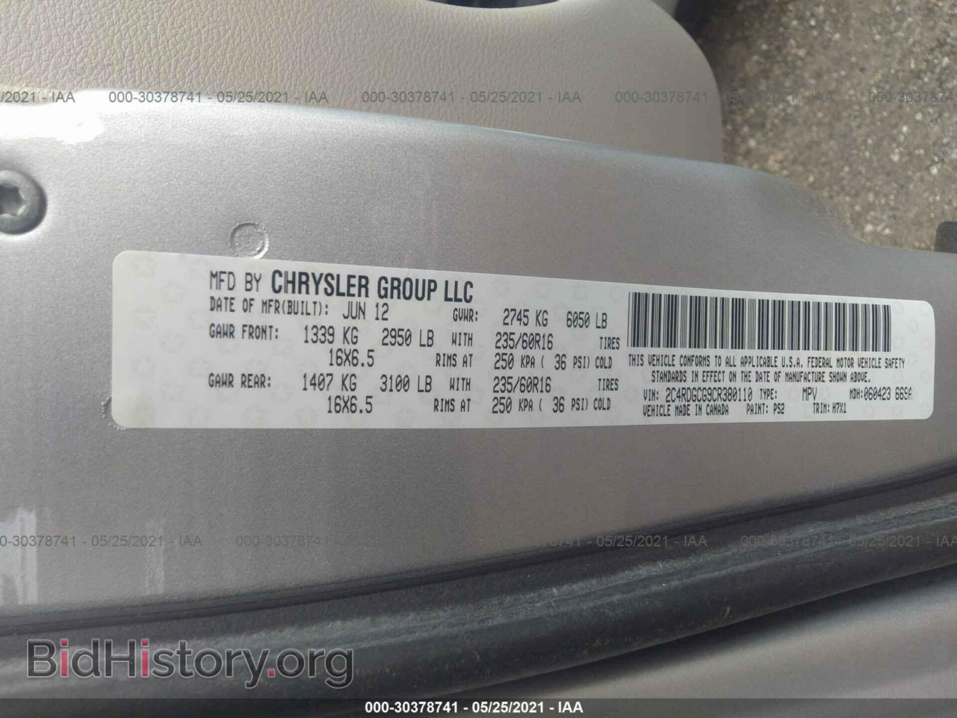 2012 DODGE GRAND CARAVAN - VIN: 2C4RDGCG9CR380110 - Фото 9