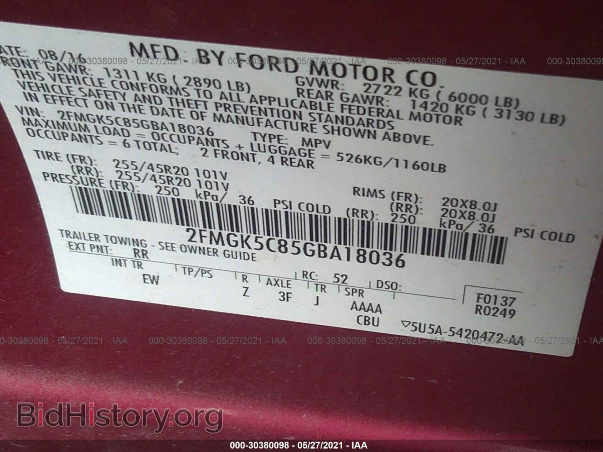 2016 FORD FLEX - VIN: 2FMGK5C85GBA18036 - Photo 9