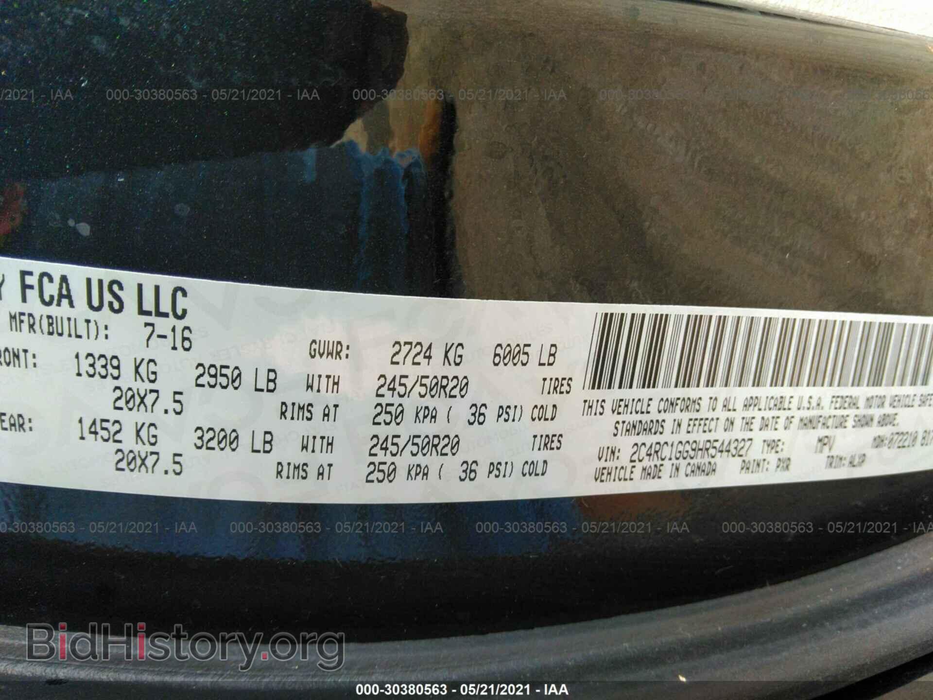2017 CHRYSLER PACIFICA - VIN: 2C4RC1GG9HR544327 - Photo 9