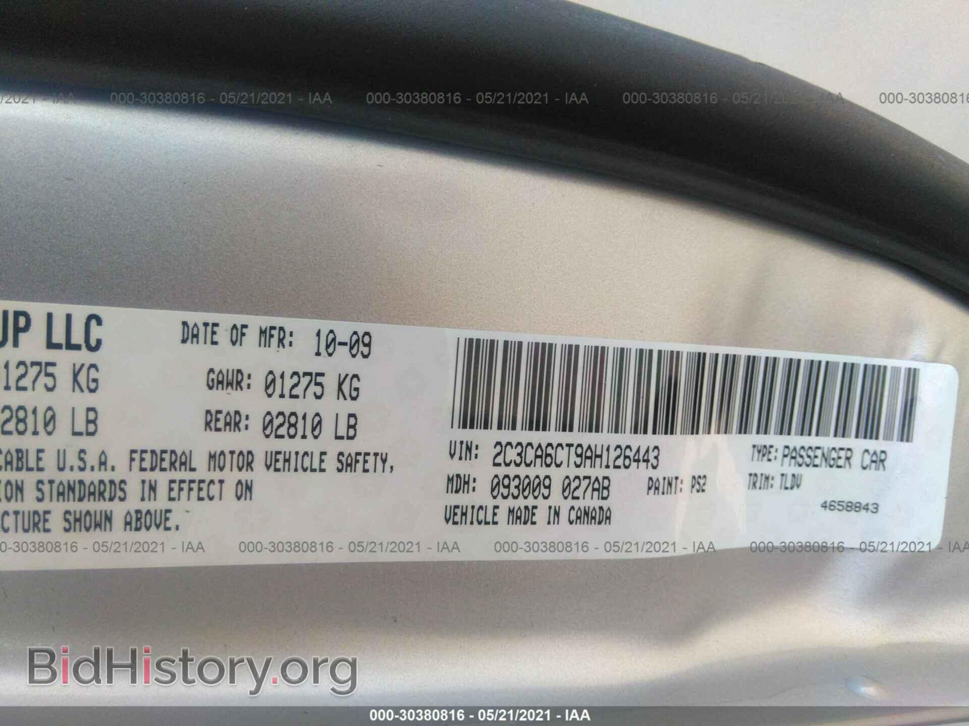 2010 CHRYSLER 300 - VIN: 2C3CA6CT9AH126443 - Фото 9
