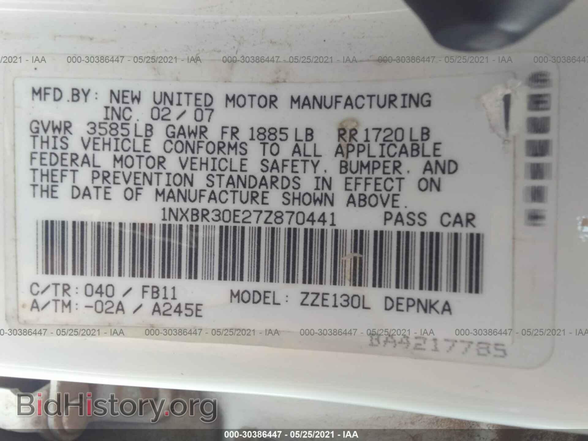 2007 TOYOTA COROLLA - VIN: 1NXBR30E27Z870441 - Photo 9