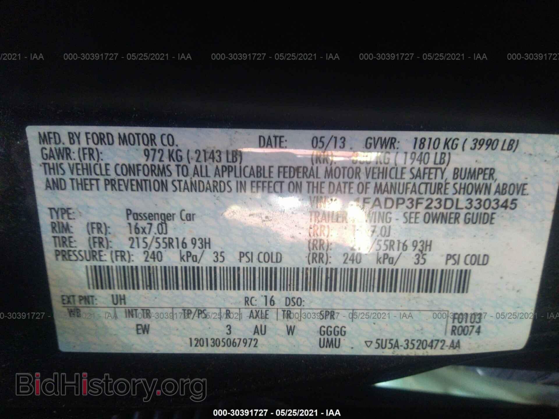 2013 FORD FOCUS - VIN: 1FADP3F23DL330345 - Фото 9