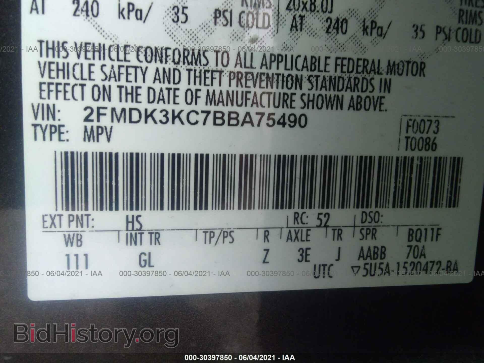 2011 FORD EDGE - VIN: 2FMDK3KC7BBA75490 - Фото 9
