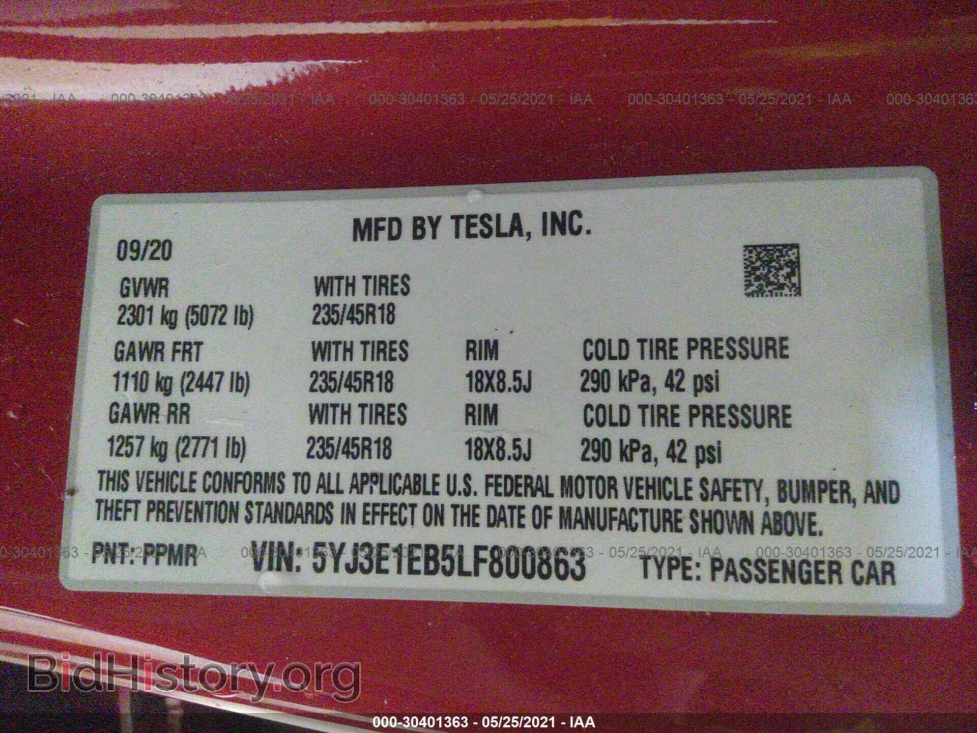2020 TESLA MODEL 3 - VIN: 5YJ3E1EB5LF800863 - Photo 9