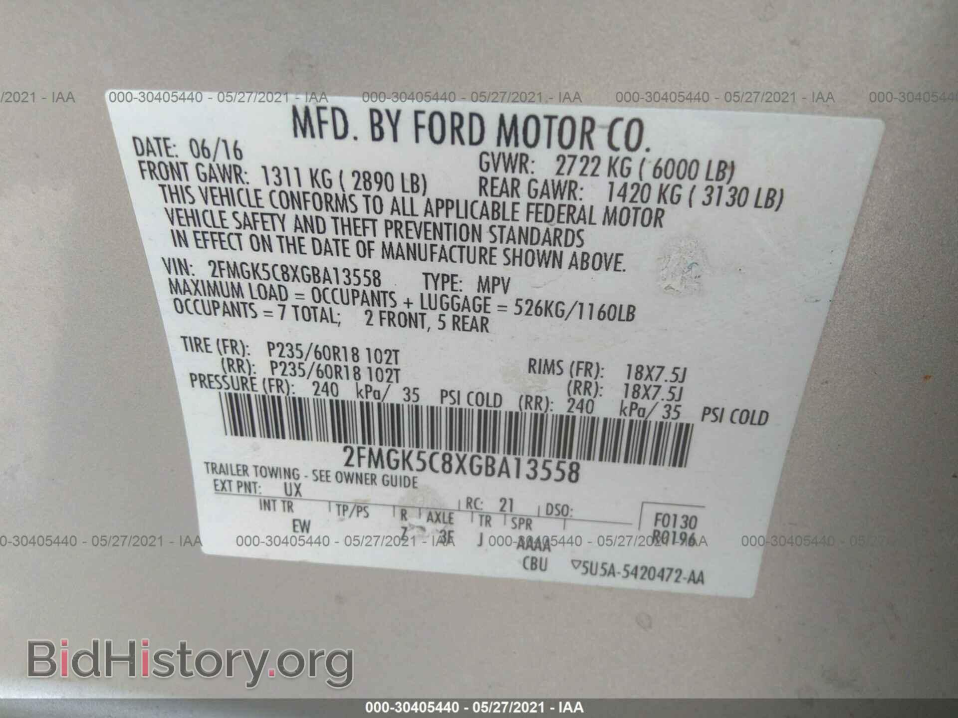 2016 FORD FLEX - VIN: 2FMGK5C8XGBA13558 - Photo 9