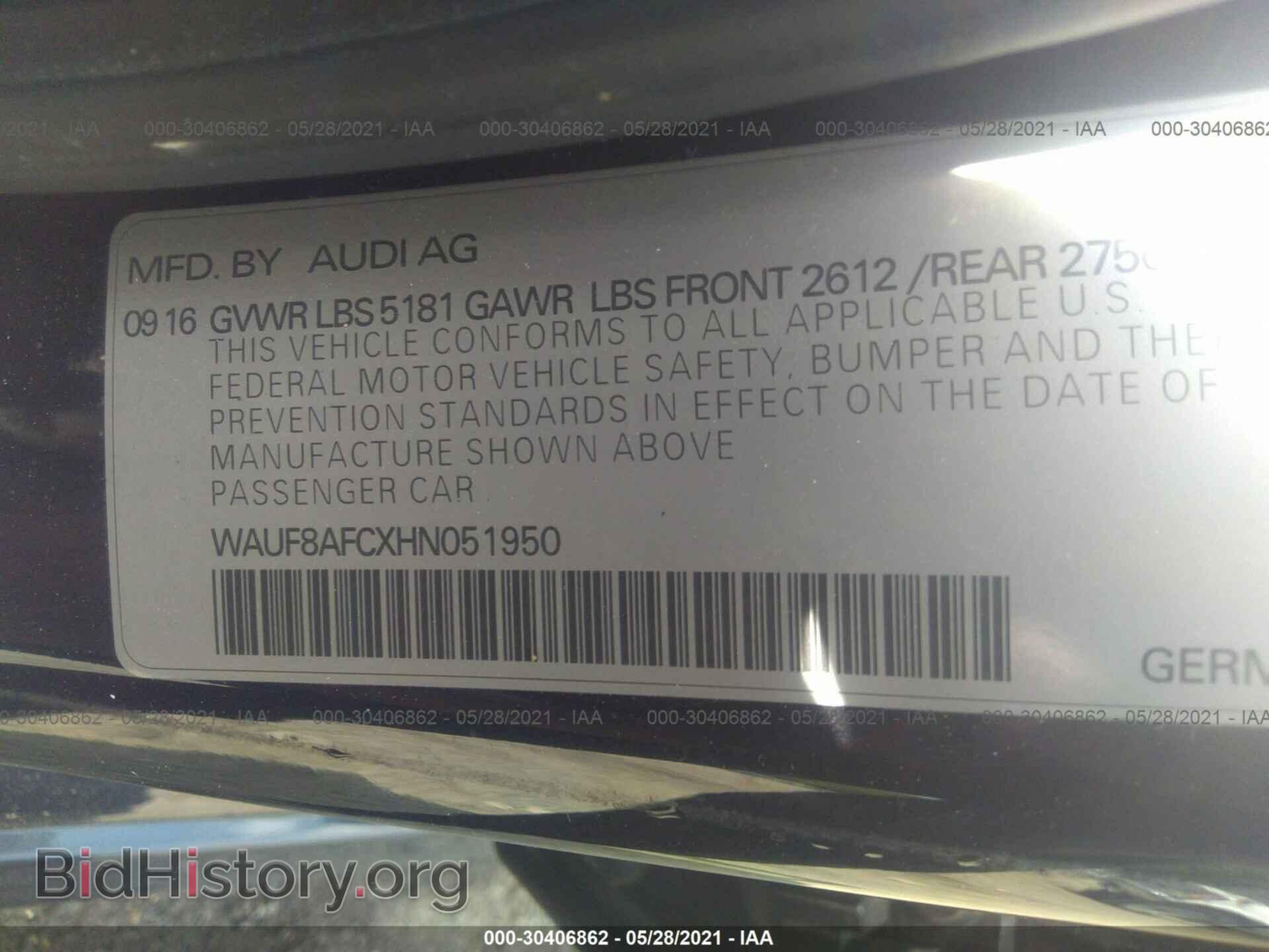 2017 AUDI A6 - VIN: WAUF8AFCXHN051950 - Фото 9