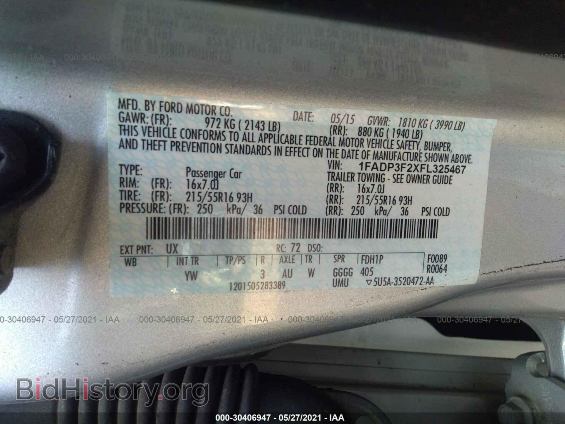 2015 FORD FOCUS - VIN: 1FADP3F2XFL325467 - Фото 9