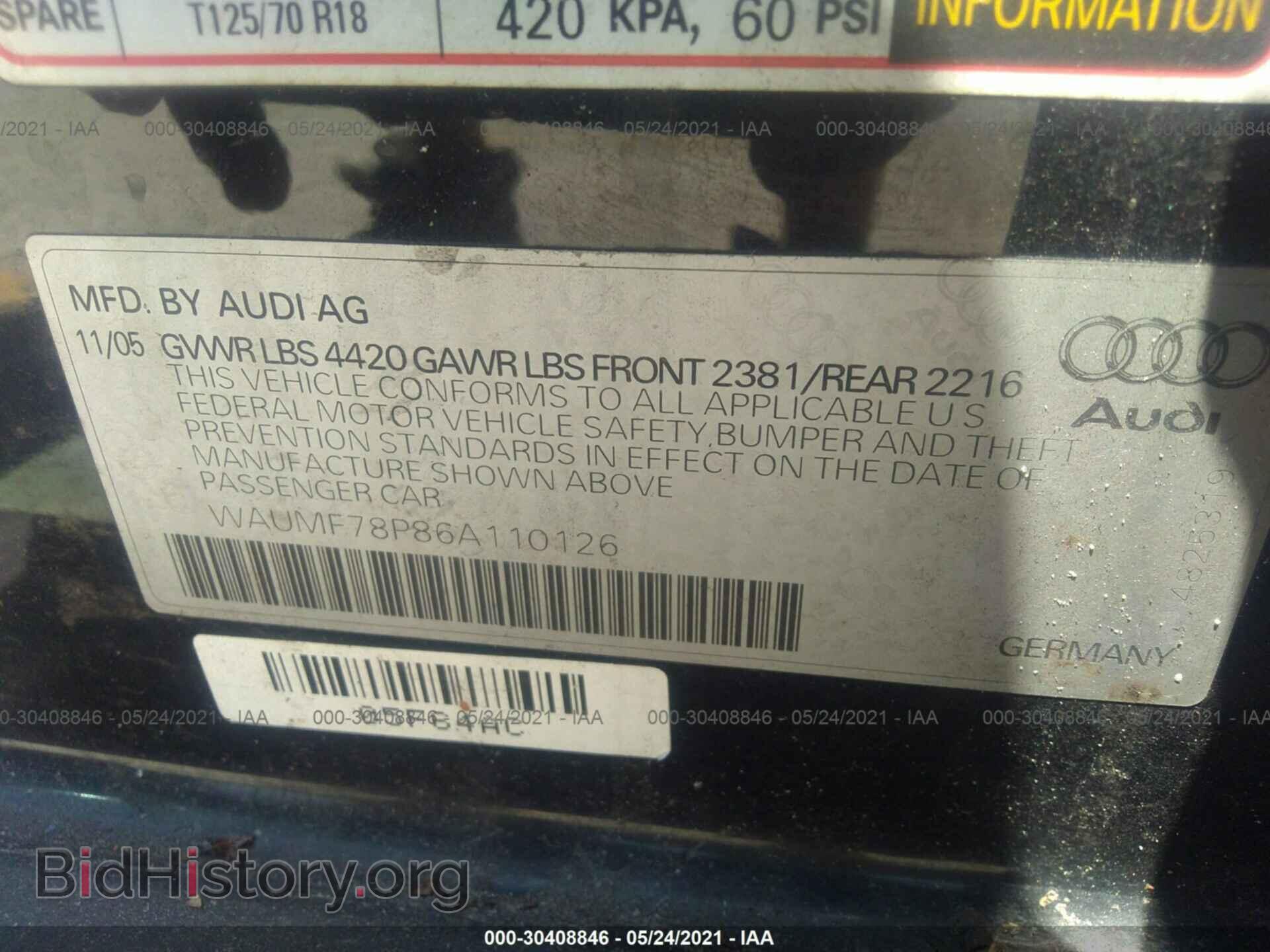 2006 AUDI A3 - VIN: WAUMF78P86A110126 - Фото 9