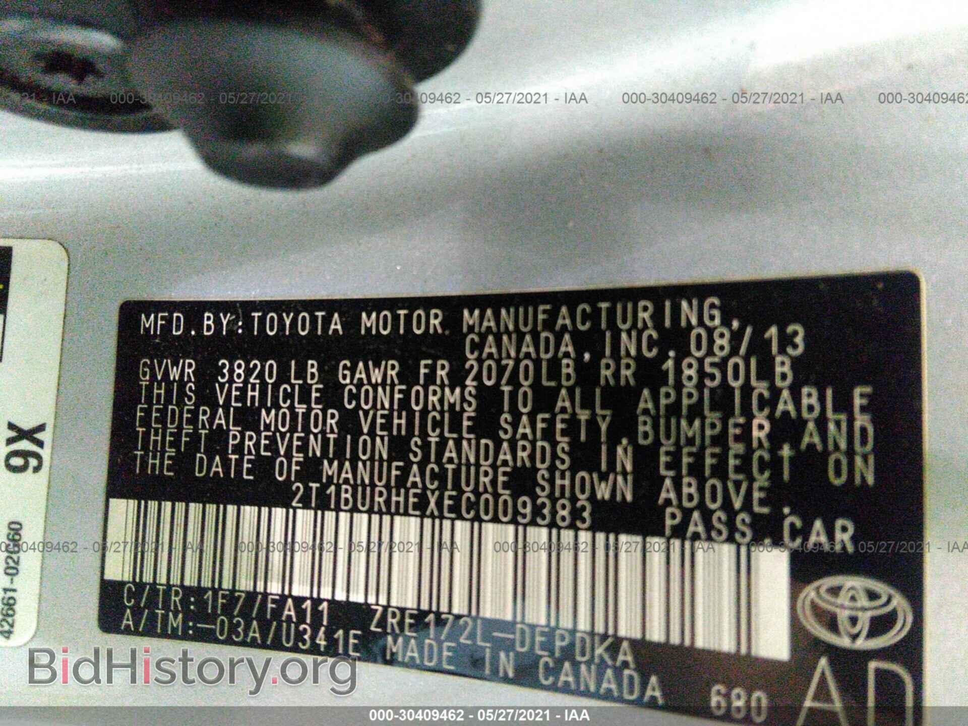 2014 TOYOTA COROLLA - VIN: 2T1BURHEXEC009383 - Photo 9