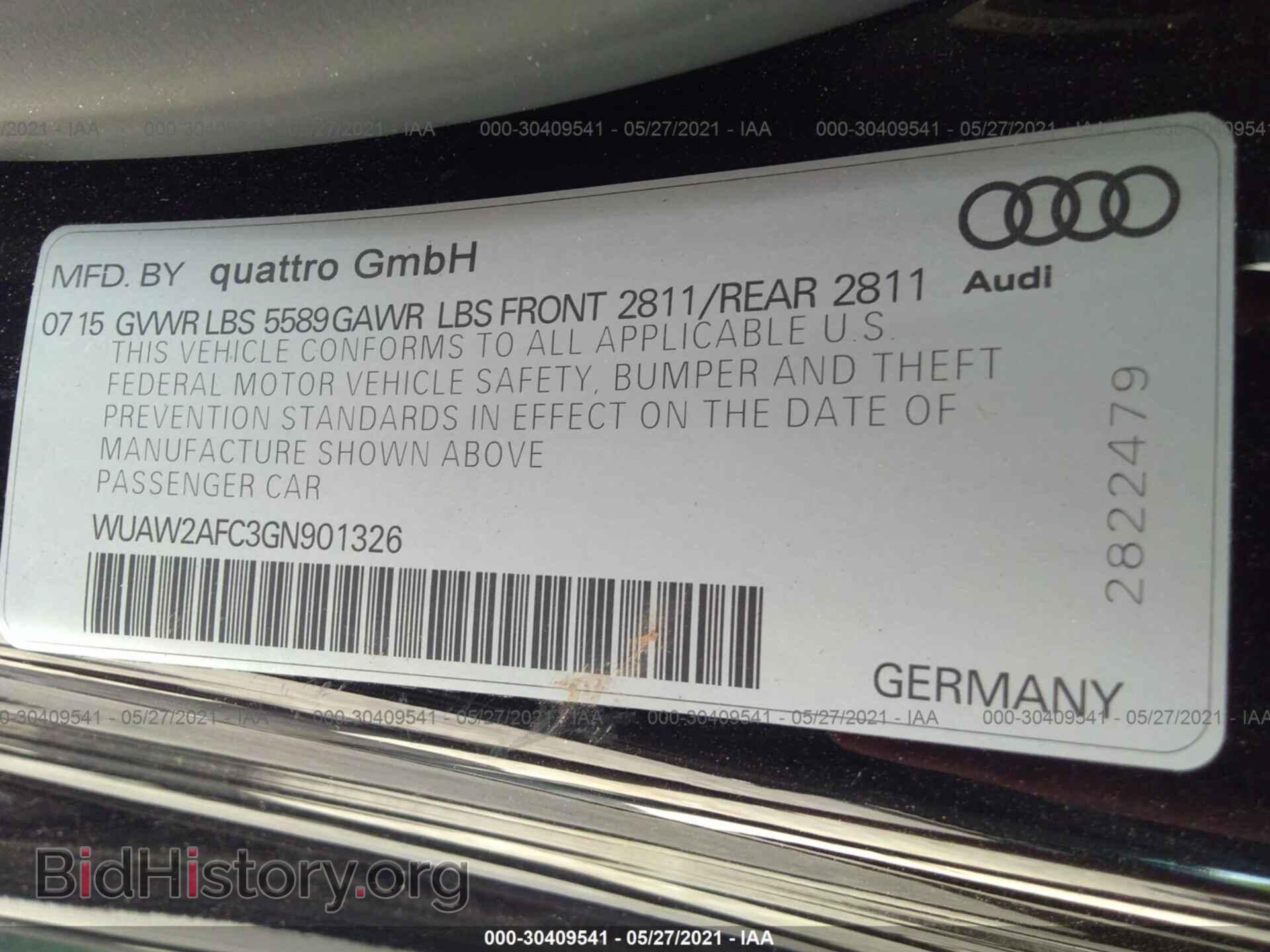 2016 AUDI RS 7 - VIN: WUAW2AFC3GN901326 - Фото 9