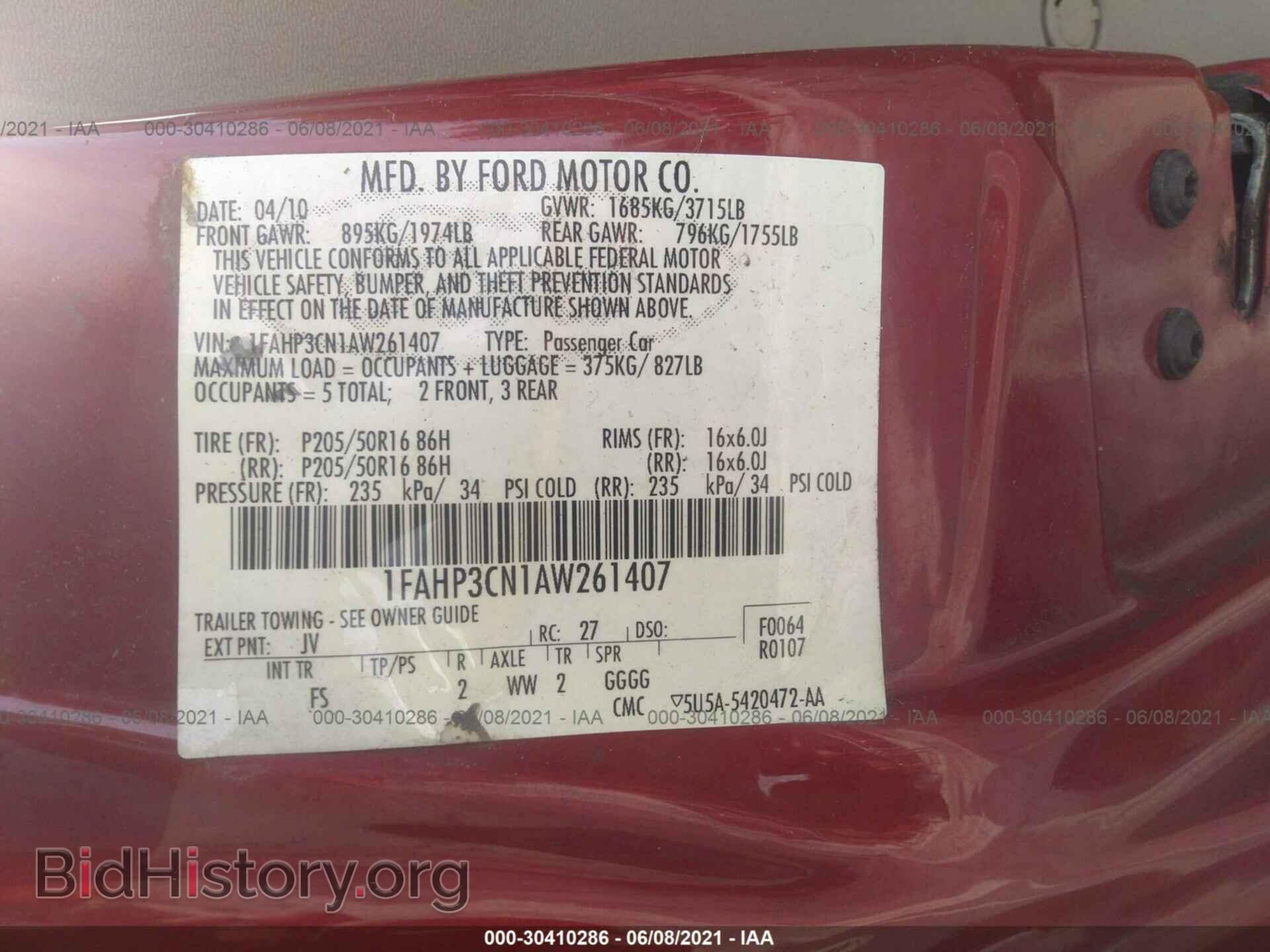 2010 FORD FOCUS - VIN: 1FAHP3CN1AW261407 - Фото 9