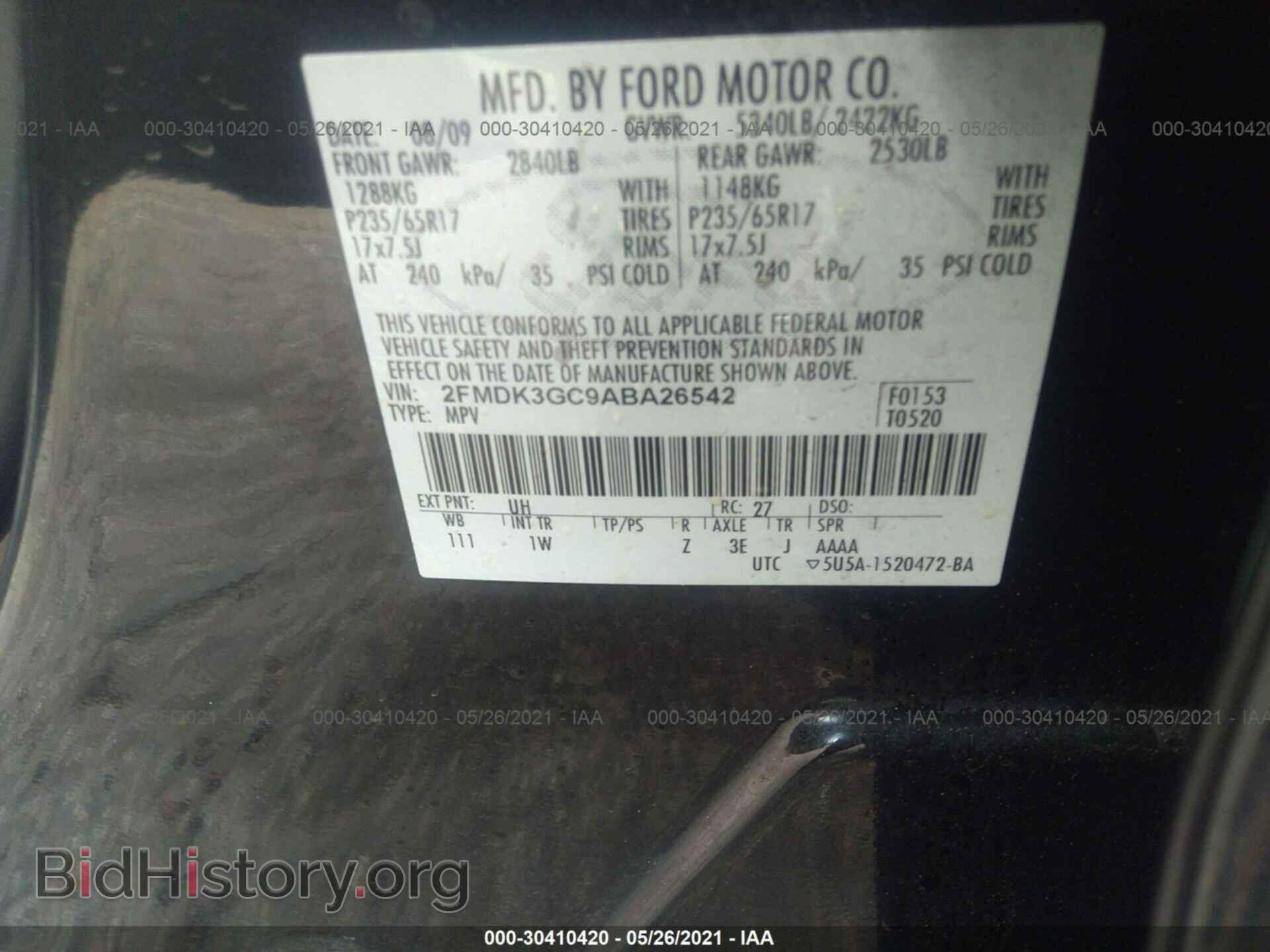2010 FORD EDGE - VIN: 2FMDK3GC9ABA26542 - Фото 9