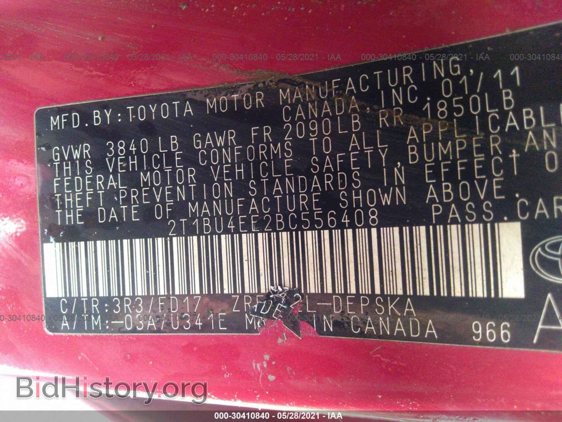 2011 TOYOTA COROLLA - VIN: 2T1BU4EE2BC556408 - Фото 9