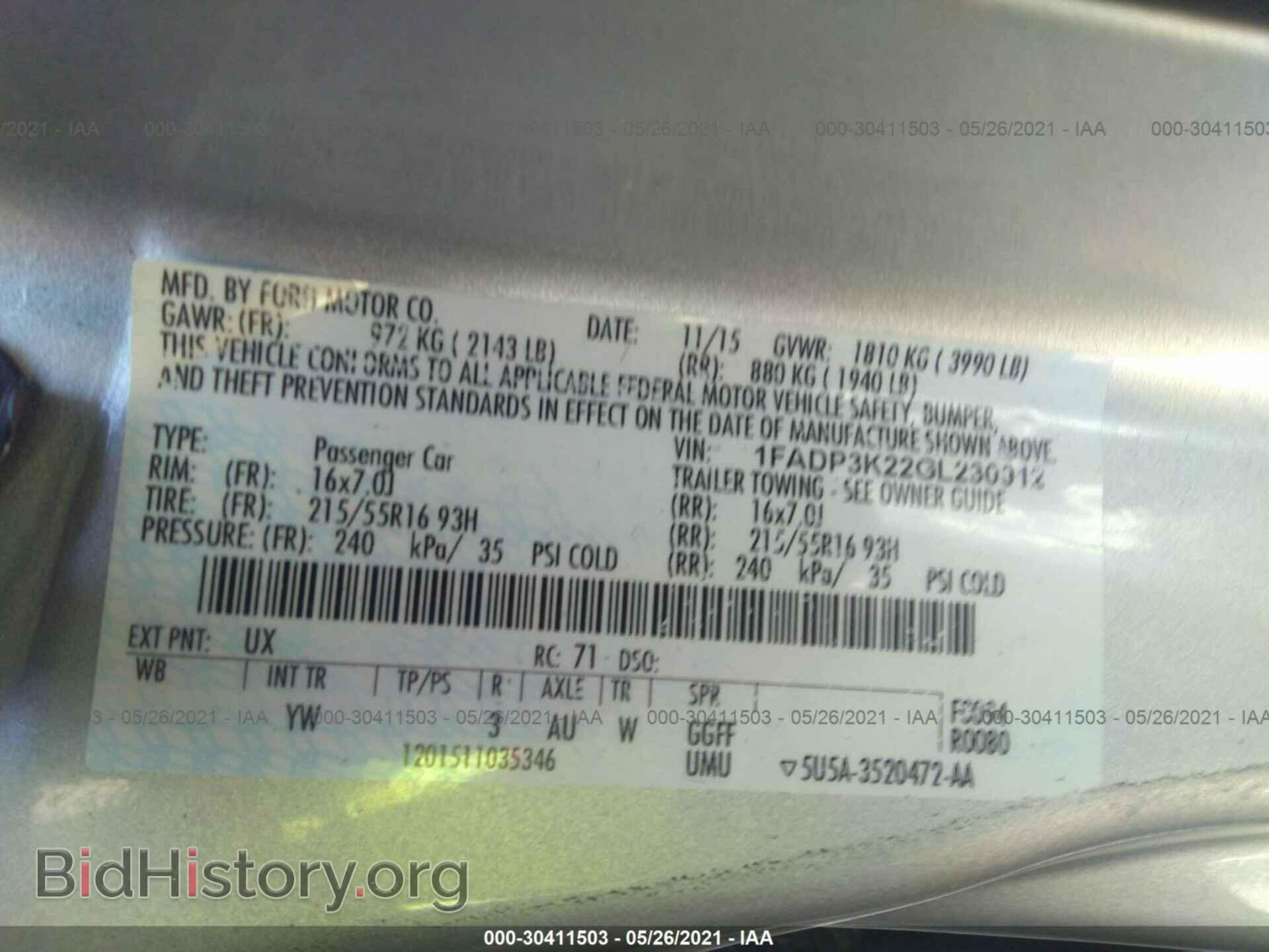 2016 FORD FOCUS - VIN: 1FADP3K22GL230912 - Фото 9