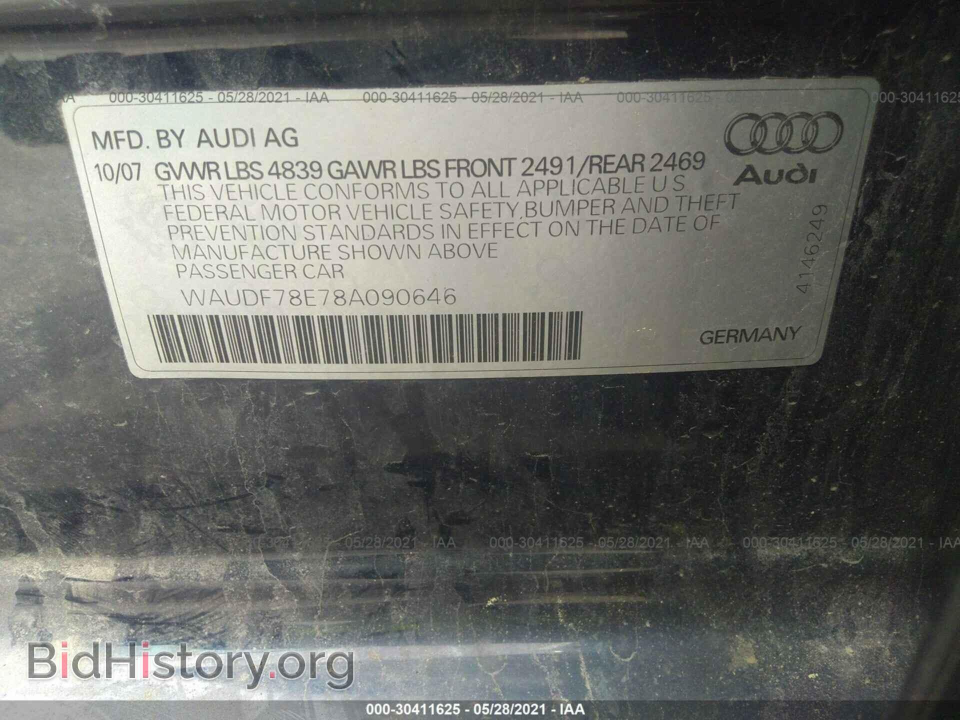 2008 AUDI A4 - VIN: WAUDF78E78A090646 - Фото 9