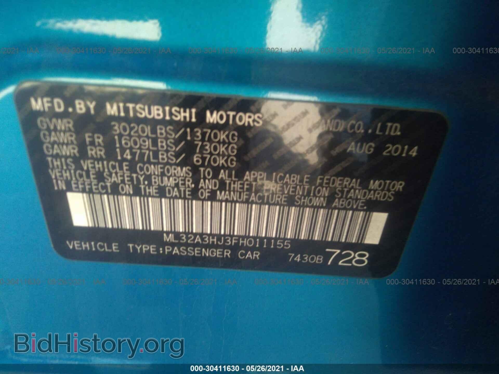 2015 MITSUBISHI MIRAGE - VIN: ML32A3HJ3FH011155 - Фото 9