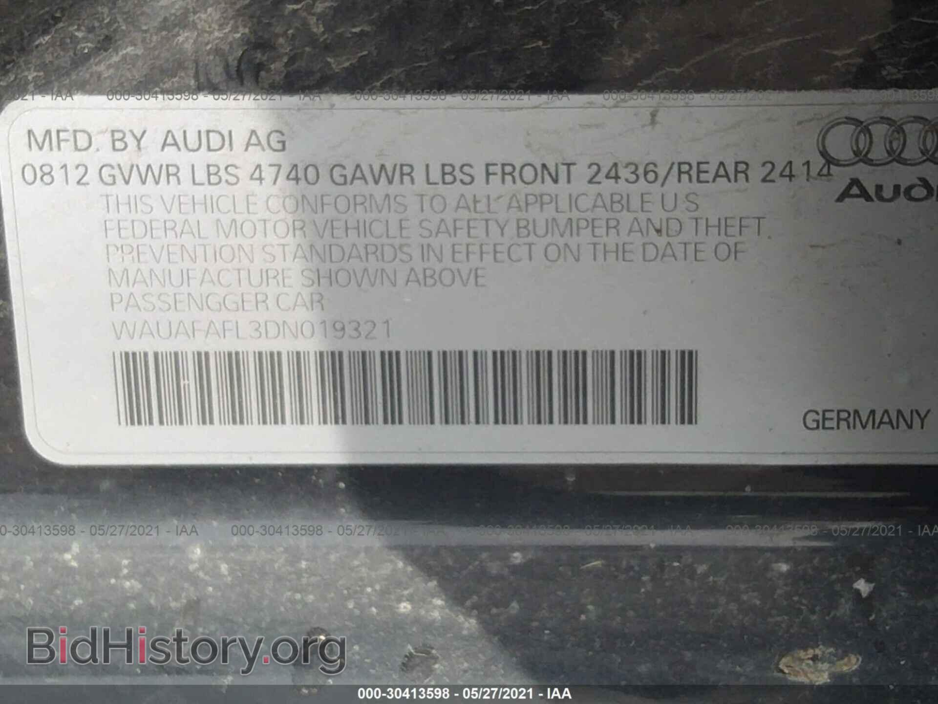 2013 AUDI A4 - VIN: WAUAFAFL3DN019321 - Photo 9