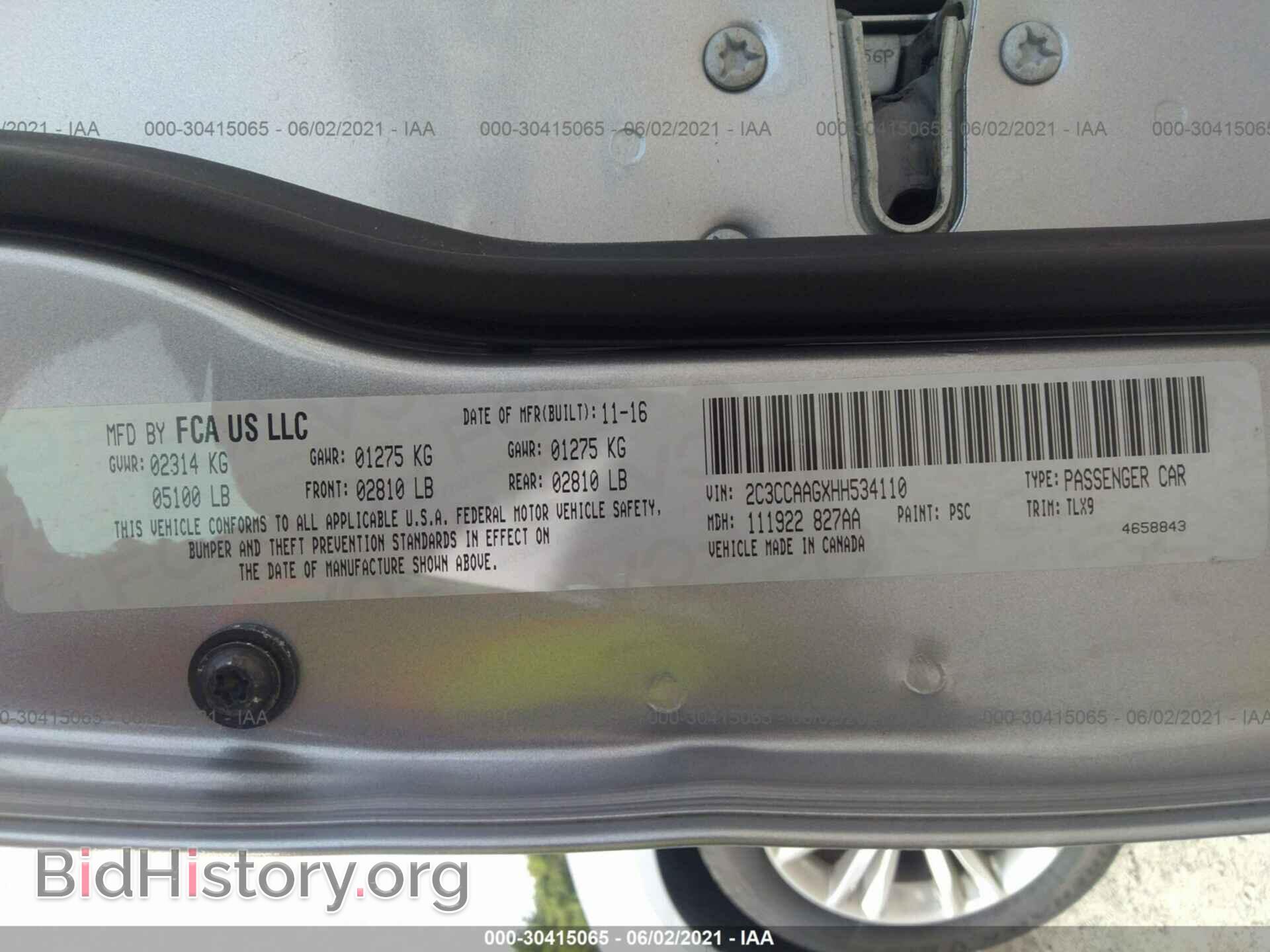 2017 CHRYSLER 300 - VIN: 2C3CCAAGXHH534110 - Фото 9