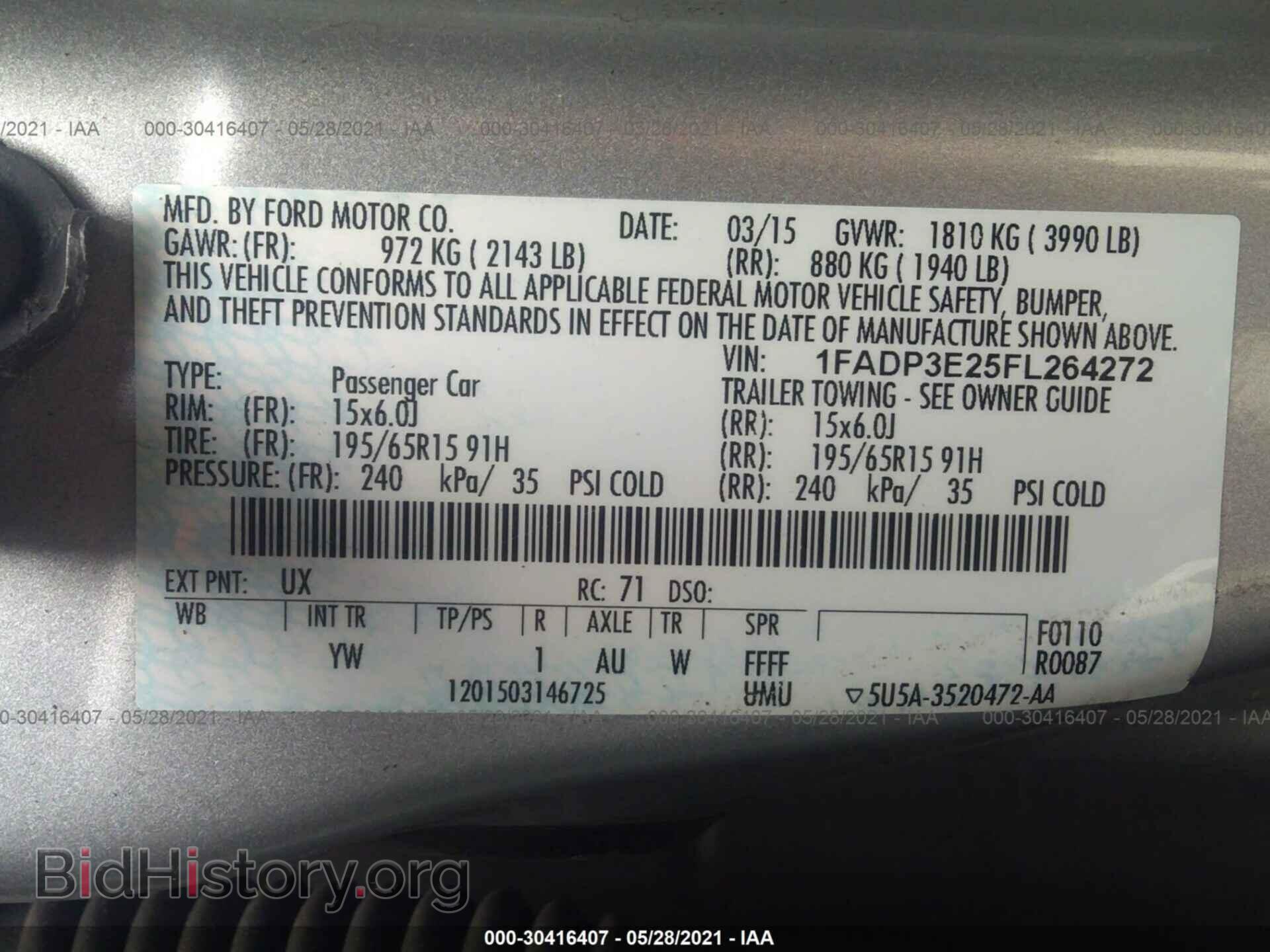2015 FORD FOCUS - VIN: 1FADP3E25FL264272 - Фото 9